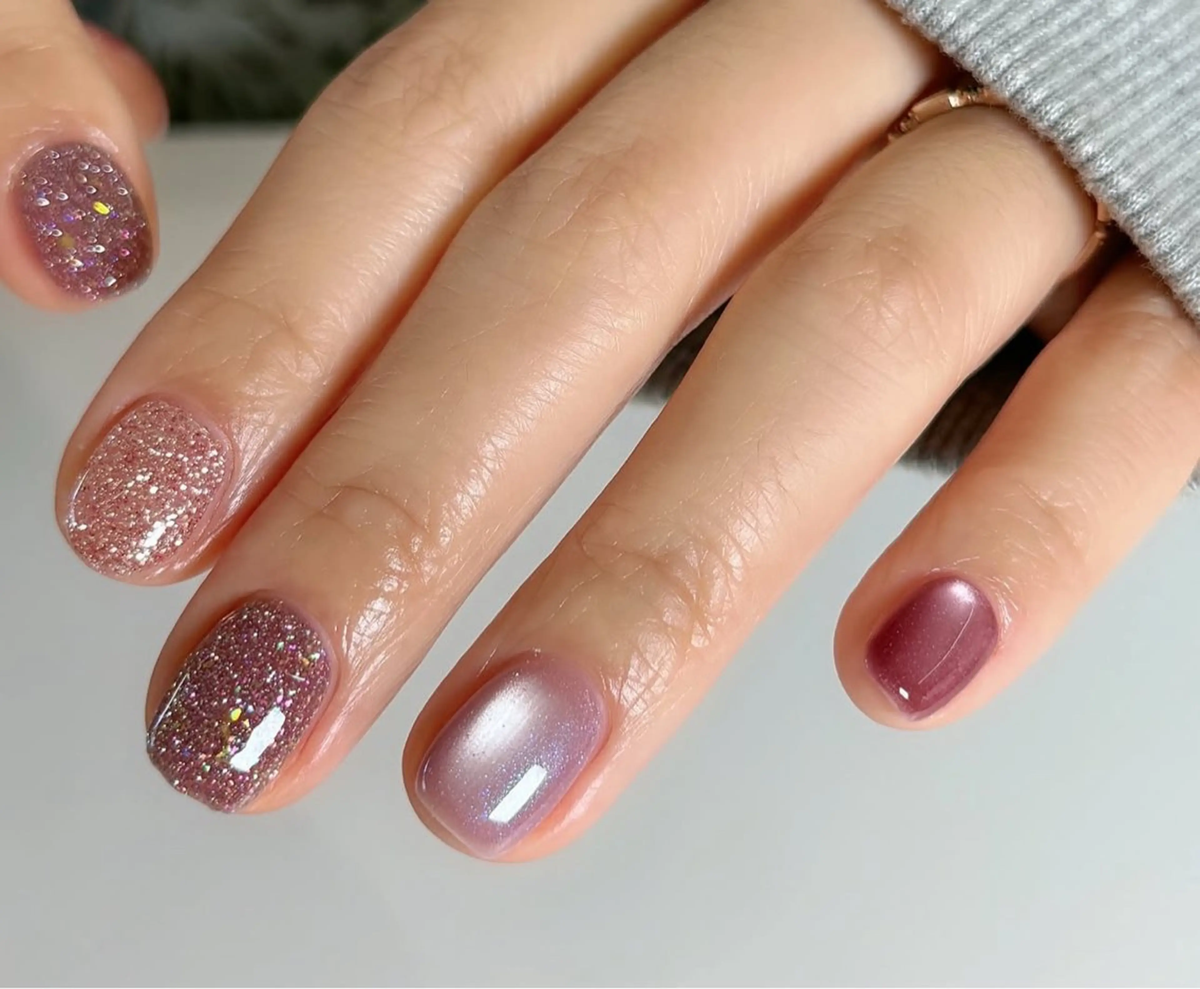 ネイル ハンドネイル 🎀PG🩵 ネイルサロンのネイルデザイン