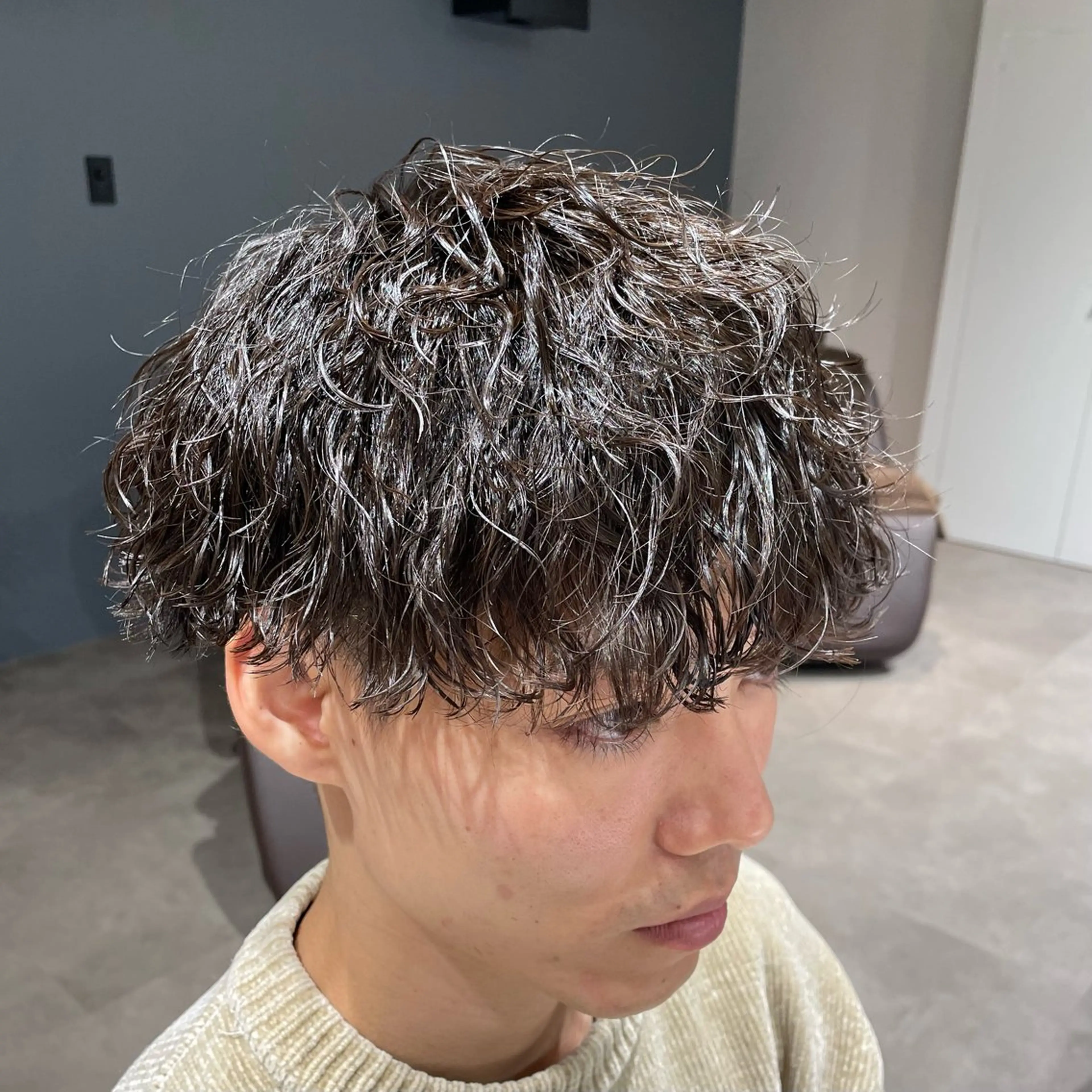 ミディアム パーマ メンズ カット パーマ 『メンズ専門』 悠貴のヘアスタイル