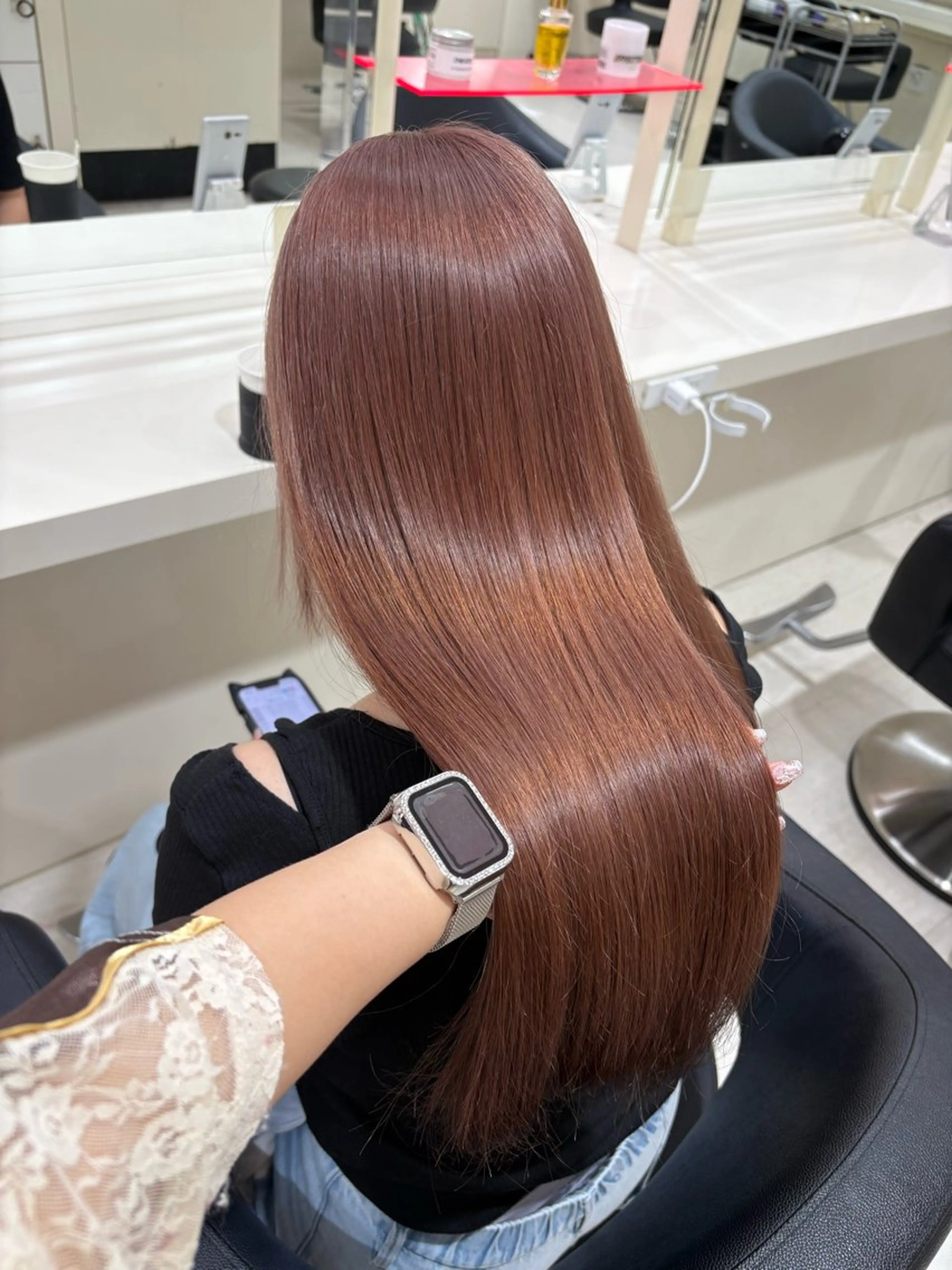 ミディアム カラー ヘアアレンジ ヘアカラー 💟RINNA 艶カラー💟のヘアスタイル