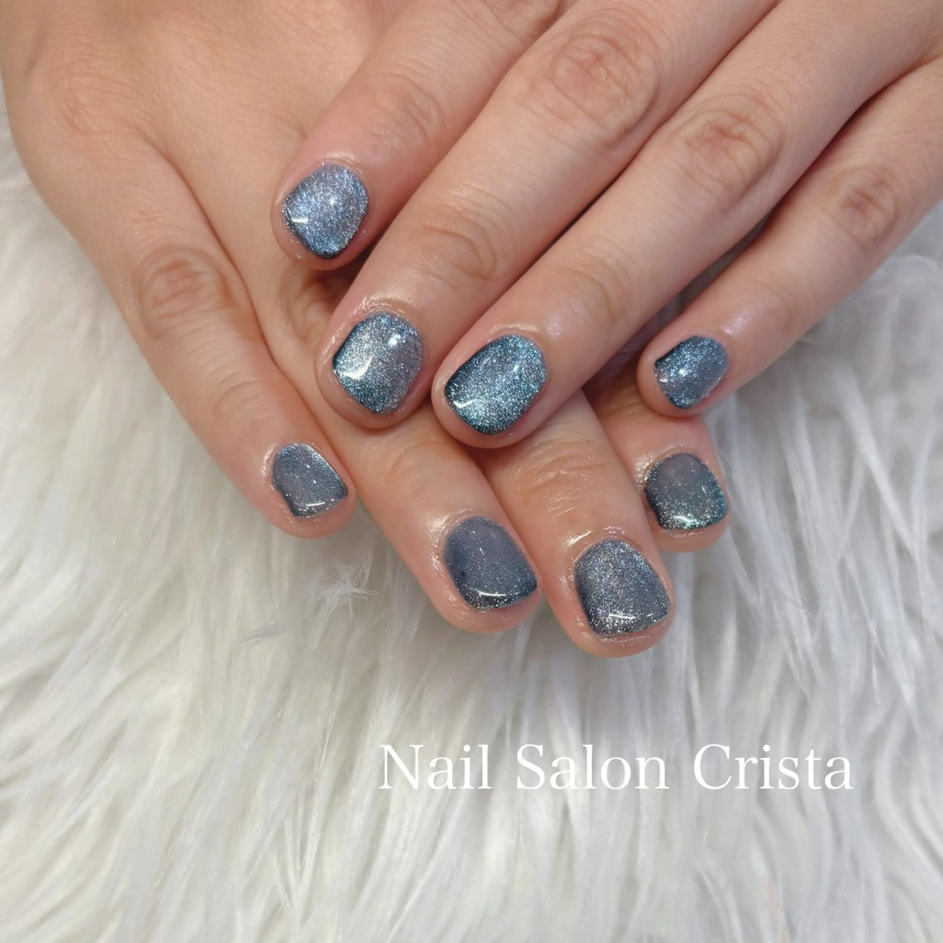 ネイル ブルー フットネイル ジェルネイル マグネットネイル オフィスネイル NAILSALON CRISTA所属・🤍CRISTA yui🤍のネイルデザイン
