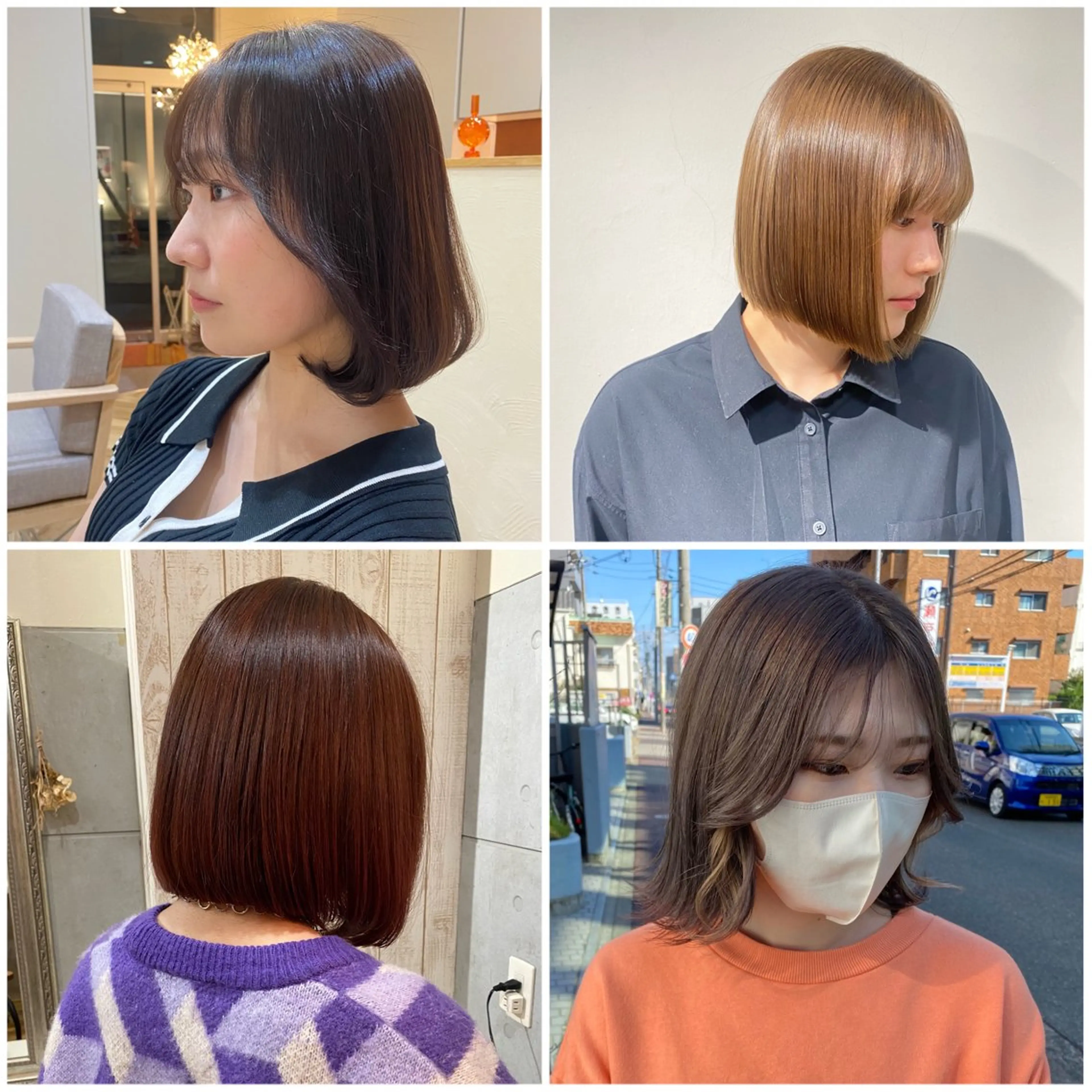 ミディアム ボブ 外ハネヘア 中尾 未来/艶カラー /カットモデルのヘアスタイル