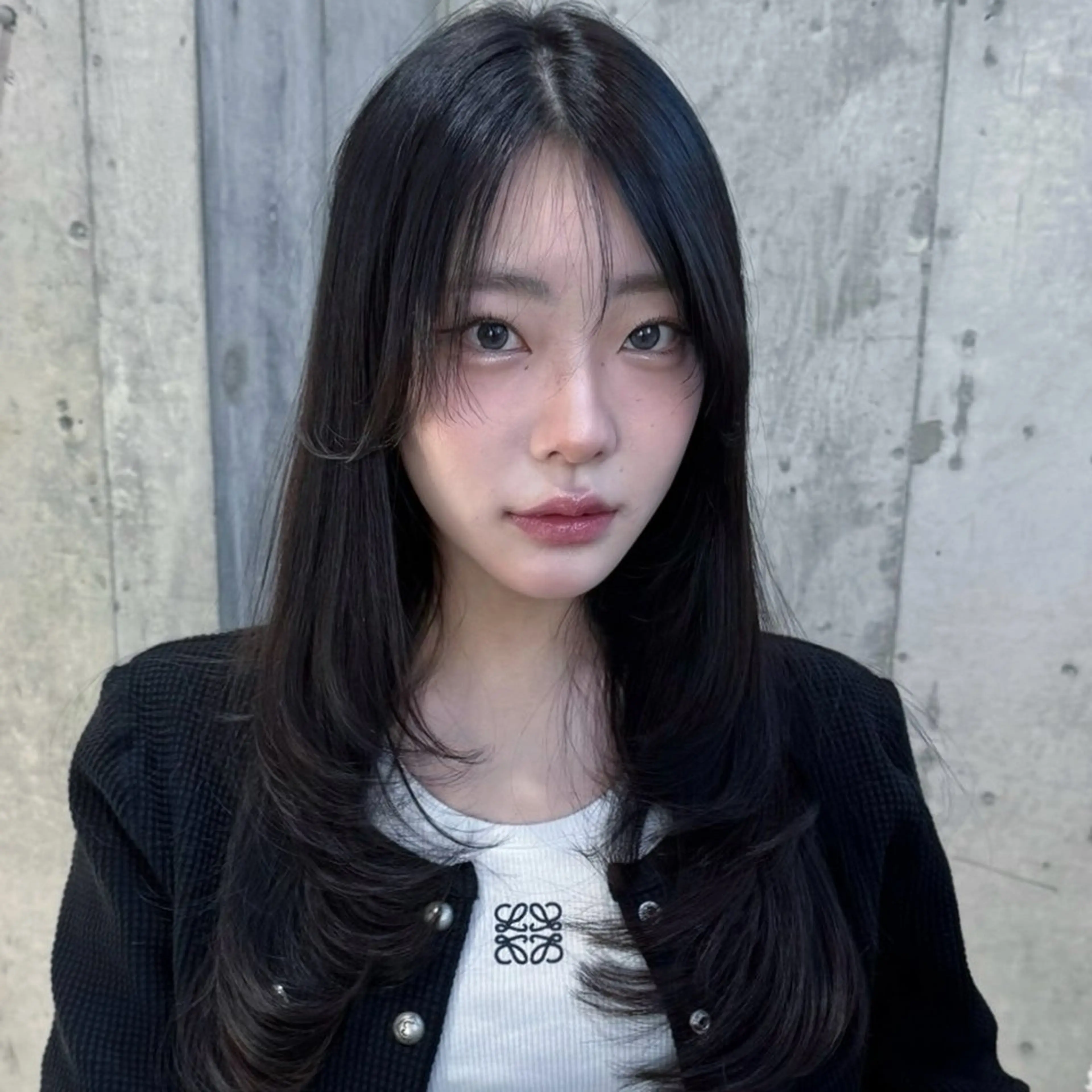 ロング カラー ヘアアレンジ 黒髪 ブルーカラー ブルーブラック 透明感カラー 韓国風ヘア 韓国/ワンホン/新宿 /Rumiのヘアスタイル