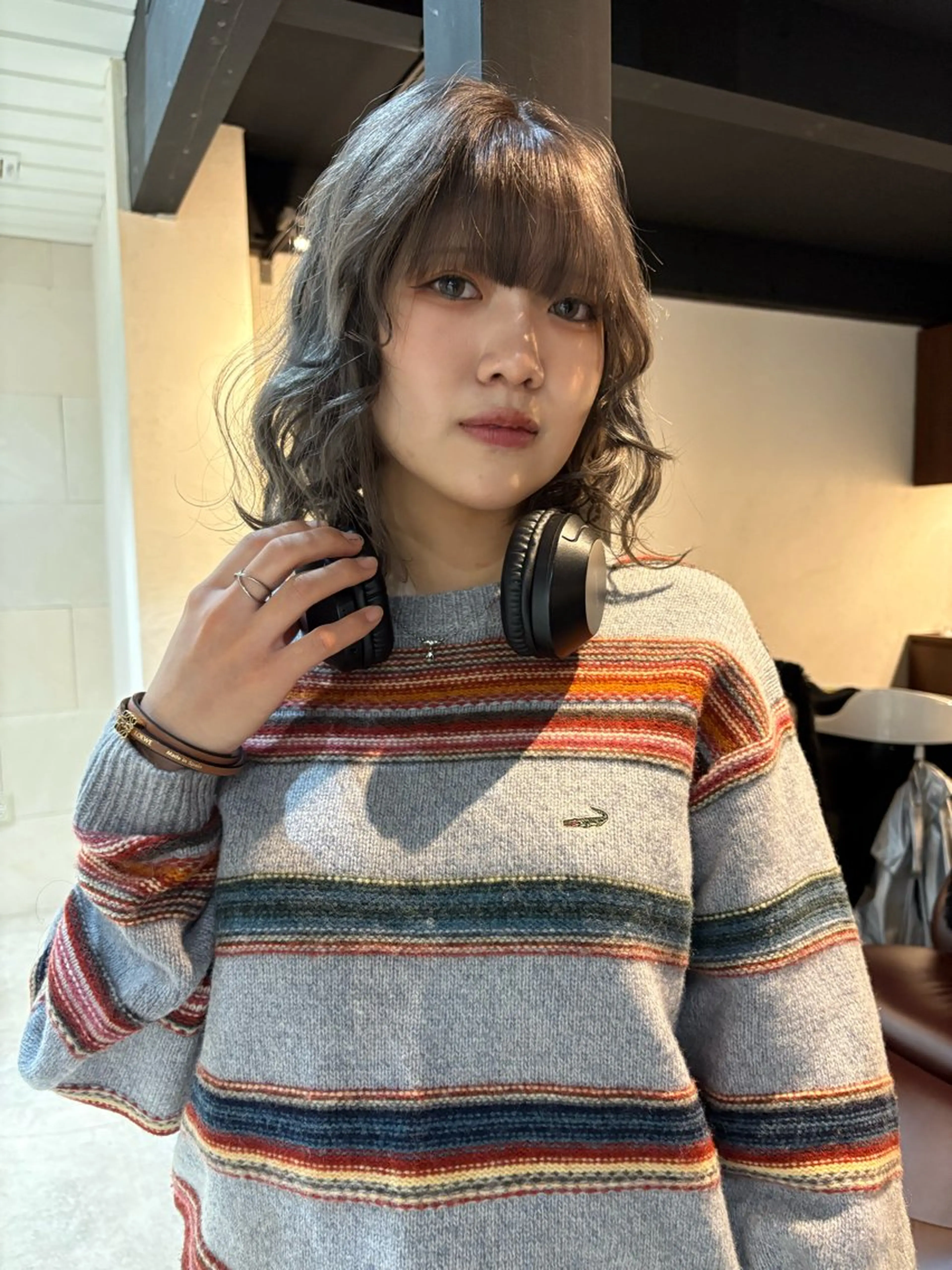 ミディアム カラー パーマ ヘアアレンジ ミディアムパーマ ハイトーンカラー 【海外風カラー】 DEAN/YUYAのヘアスタイル