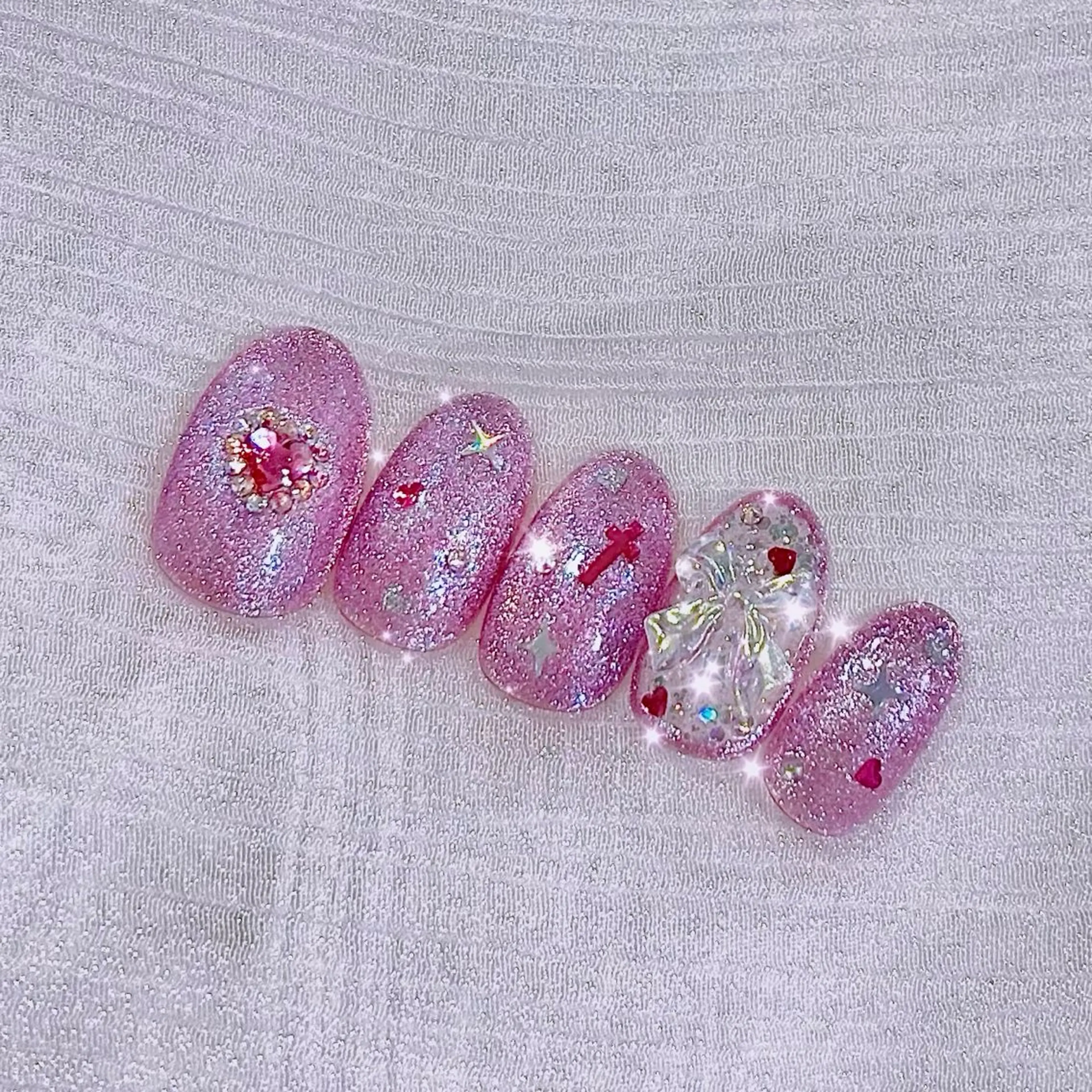 ネイル ジェルネイル ハート マグネットネイル ストーンネイル ハンドネイル momo nail所属・Naruse Momoのネイルデザイン