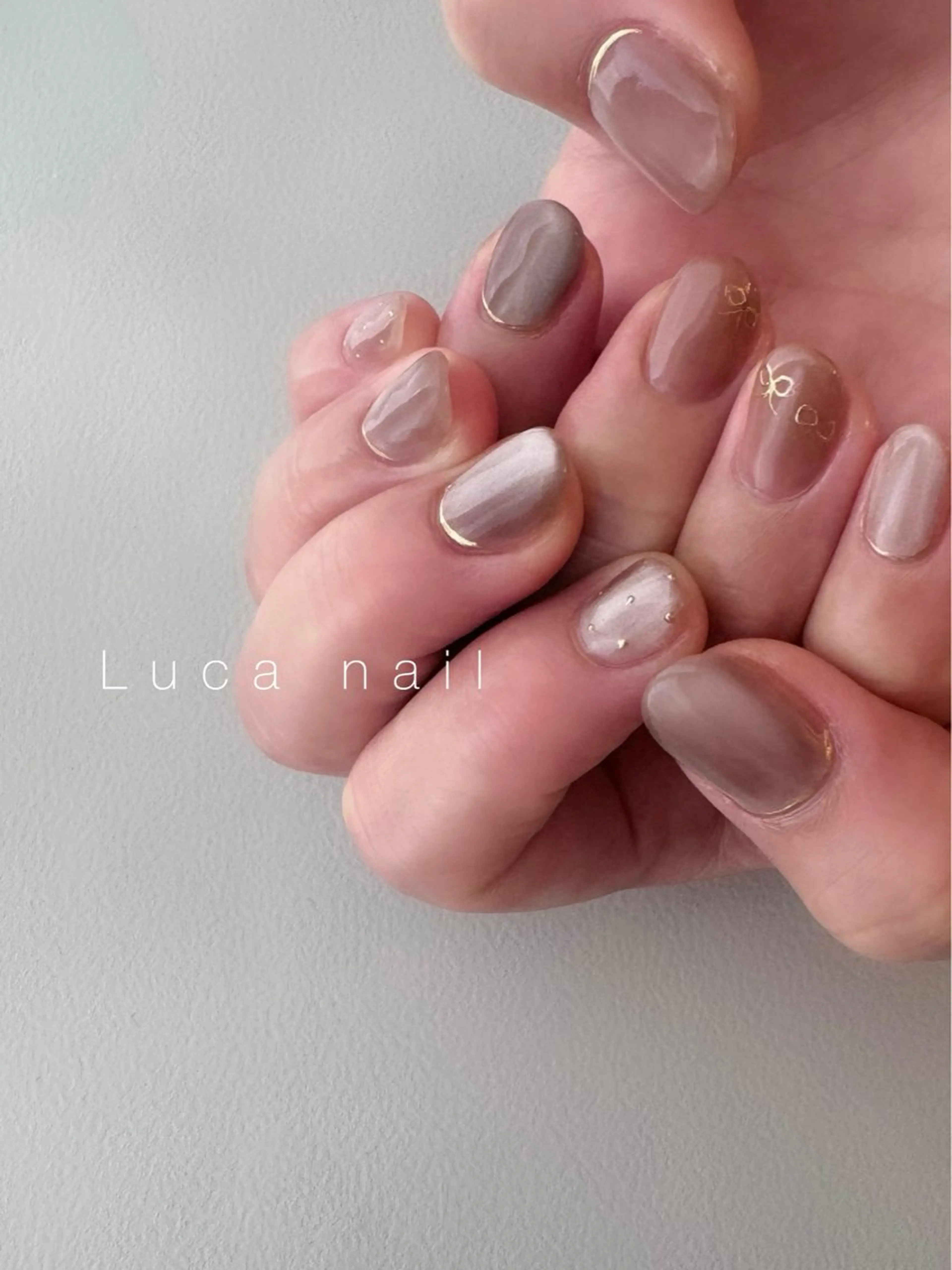 ネイル アートネイル ミラーネイル リボン Luca nailのネイルデザイン