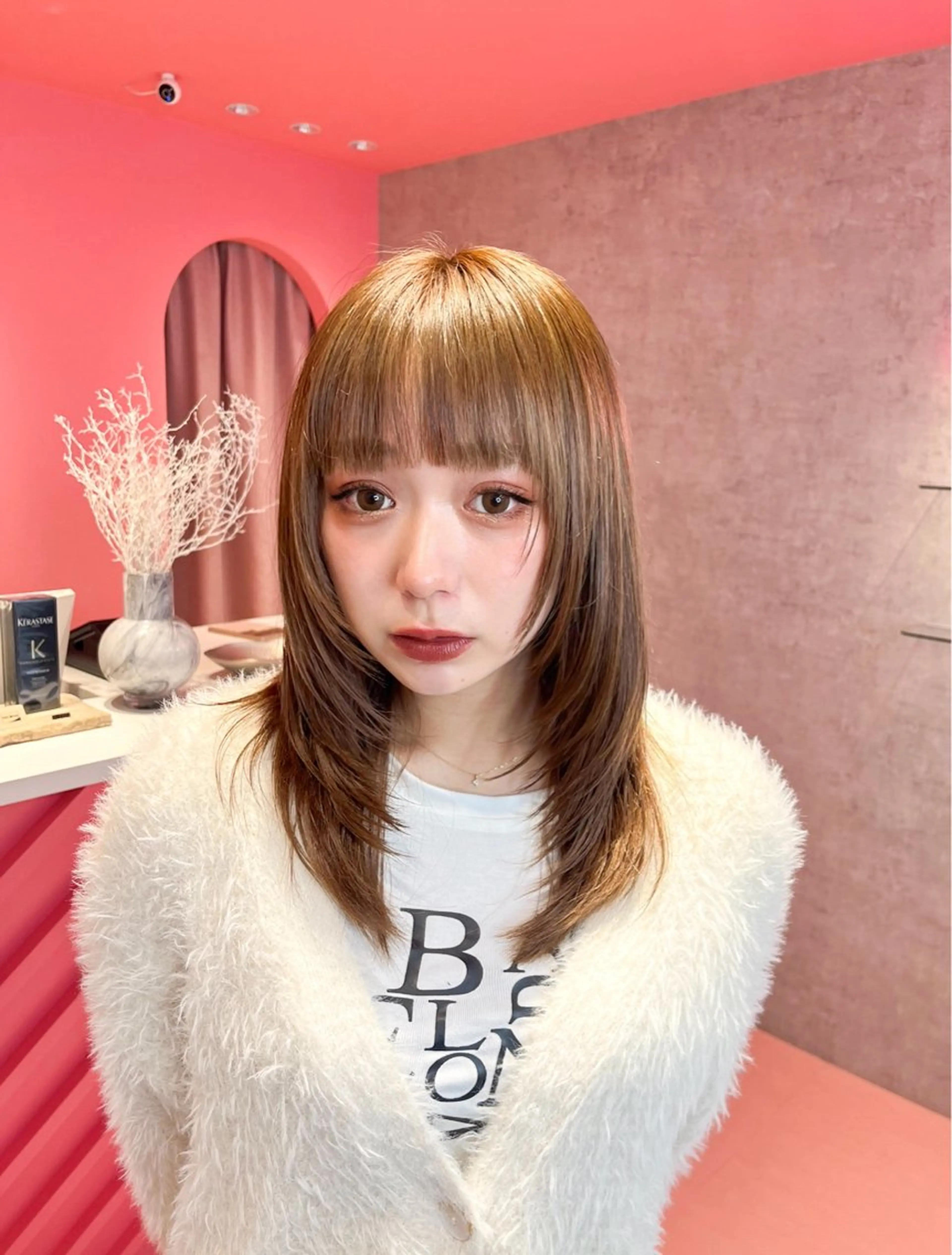 ミディアム カット ヘアカラー トリートメント 山崎/ボブ縮毛矯正 レイヤー髪質改善のヘアスタイル