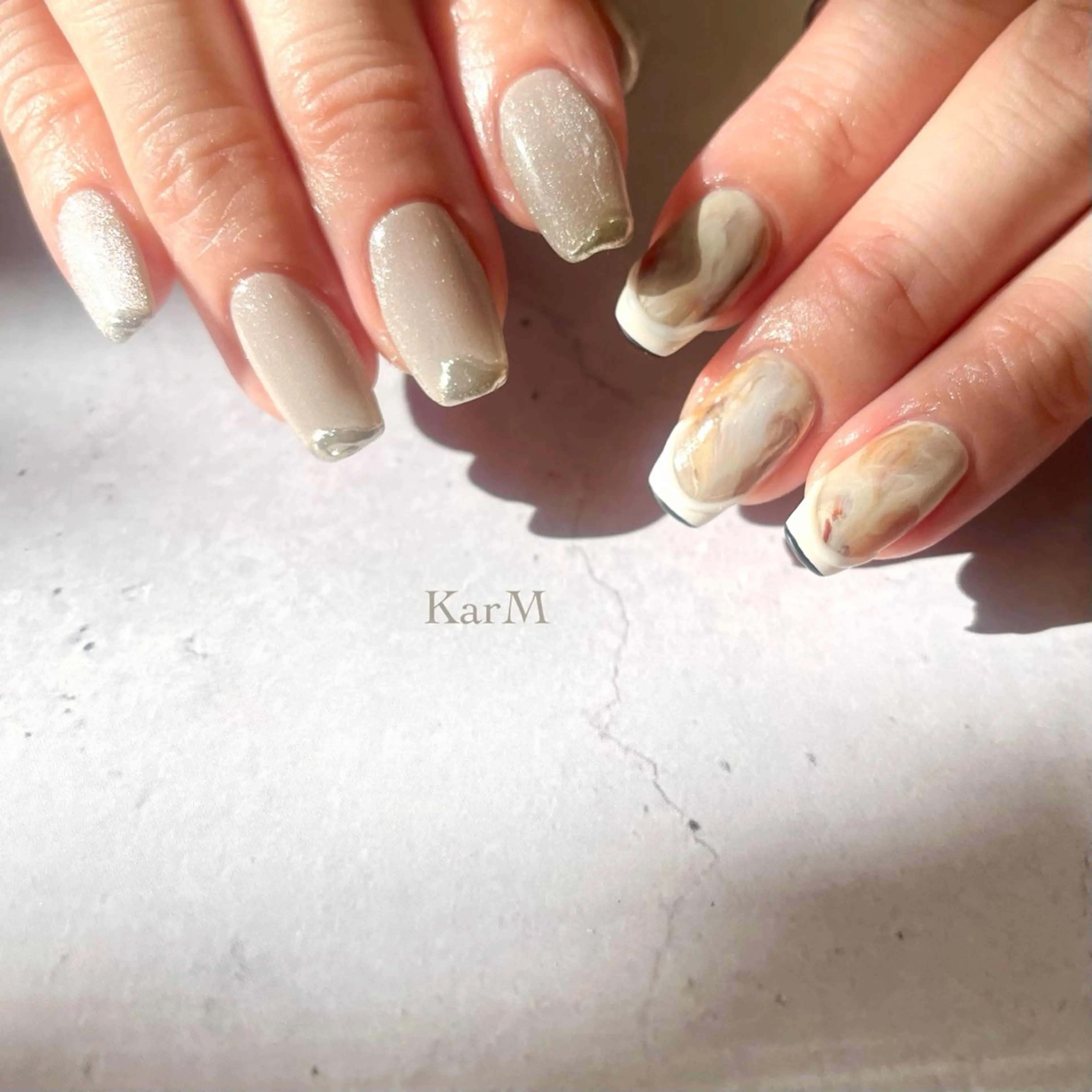 ネイル オーロラネイル チークネイル フレンチネイル 韓国ネイル マグネットネイル ハンドネイル ogino karinのネイルデザイン