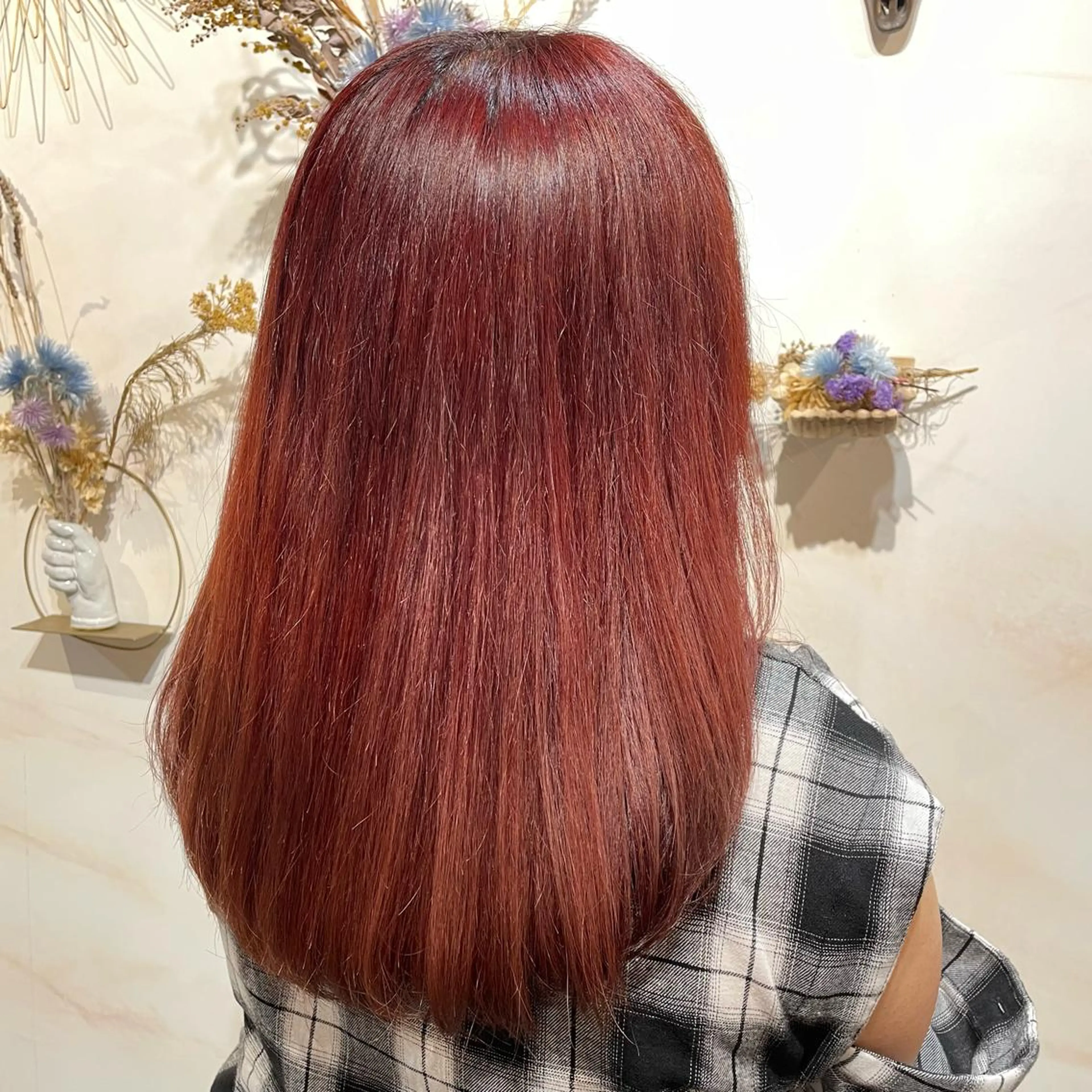 ロング カラー レッドカラー 青田 明日海のヘアスタイル