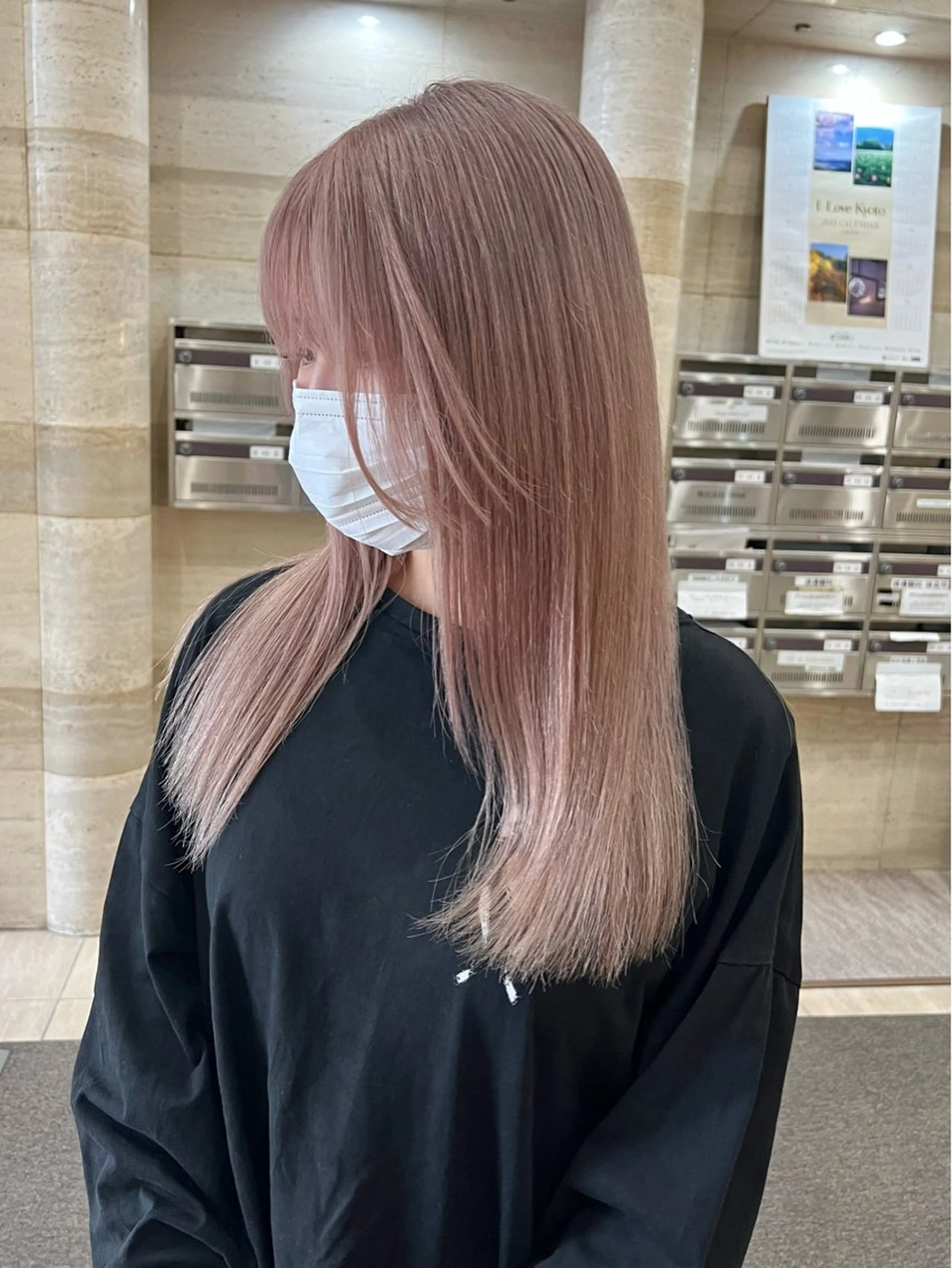 ロング カラー ベージュカラー ピンクカラー ヘアカラー Via officialのヘアスタイル