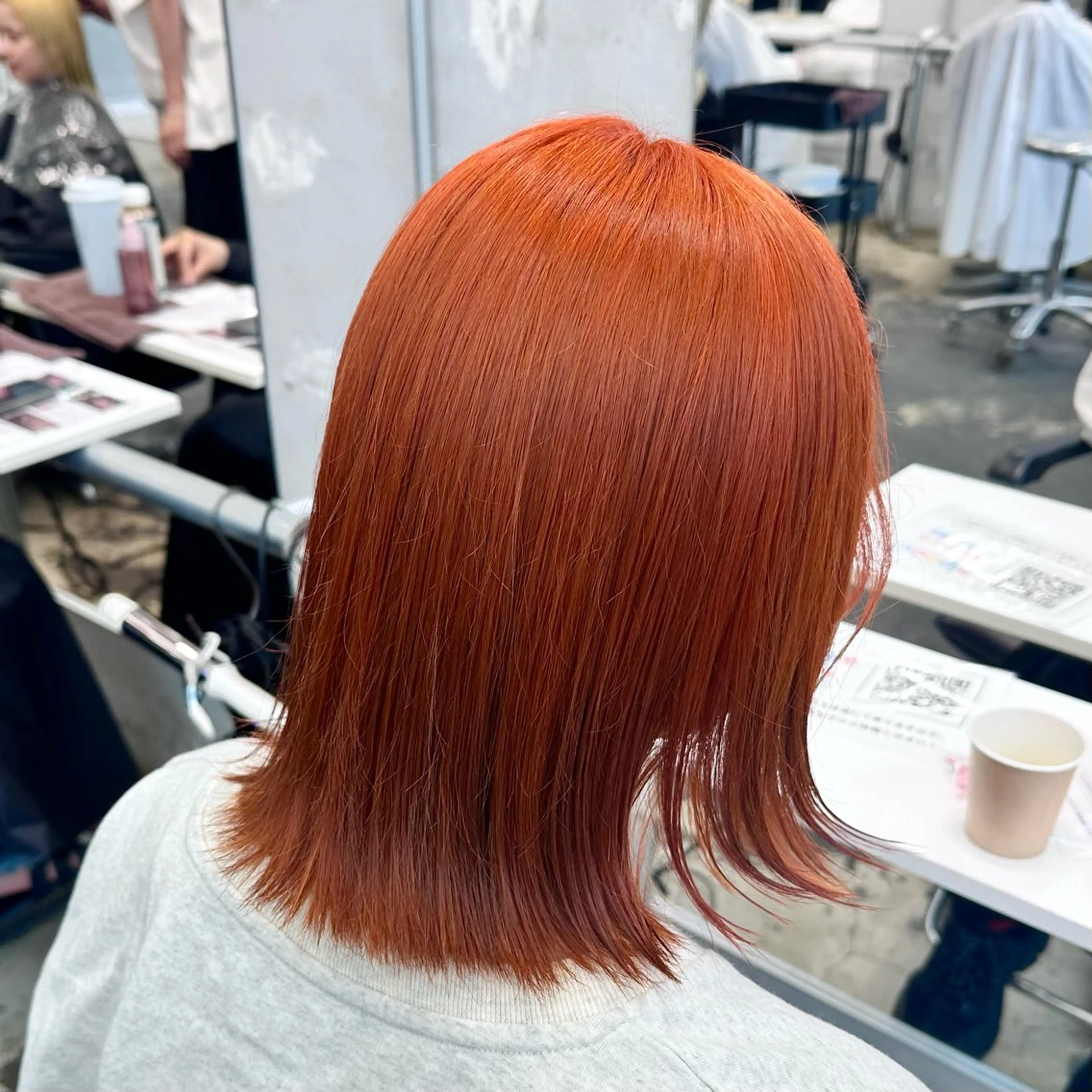 セミロング カラー ヘアアレンジ オレンジ 🥀モテ暖色× エクステ🥀あかりのヘアスタイル