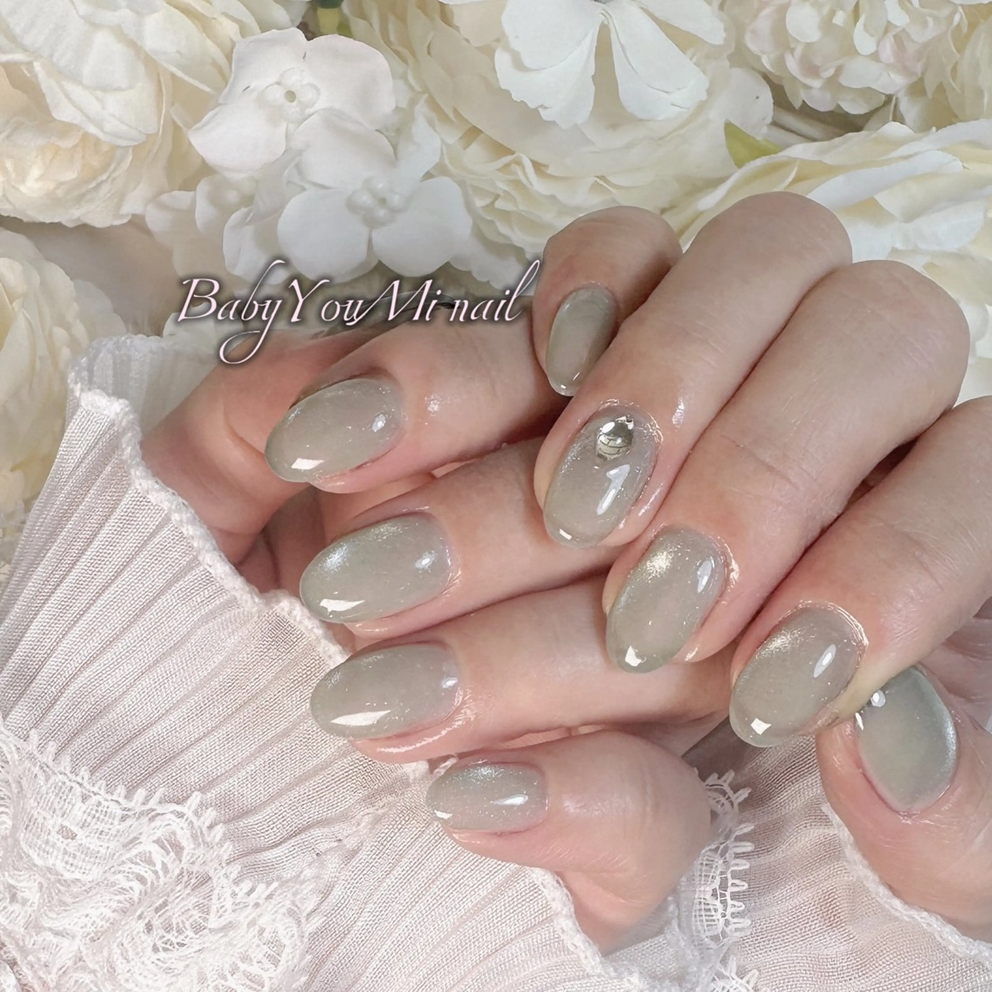 ネイル オーロラネイル 成人式 フットネイル フレンチネイル ジェルネイル ハンドネイル BabyYouMi nailのネイルデザイン