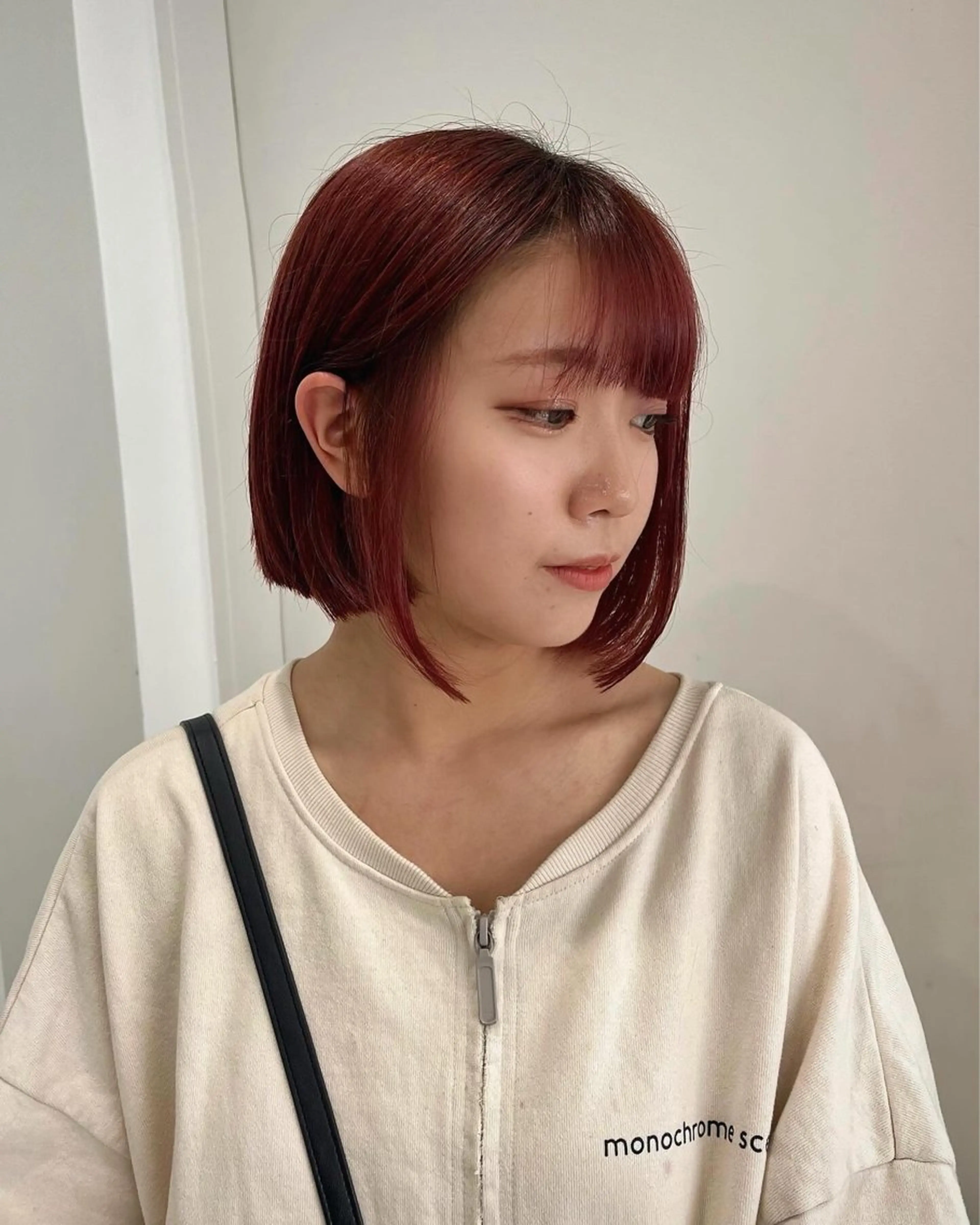 ミディアム カラー レッドカラー 縮毛矯正/ハイトーン /パーマ/前原汐🎐のヘアスタイル