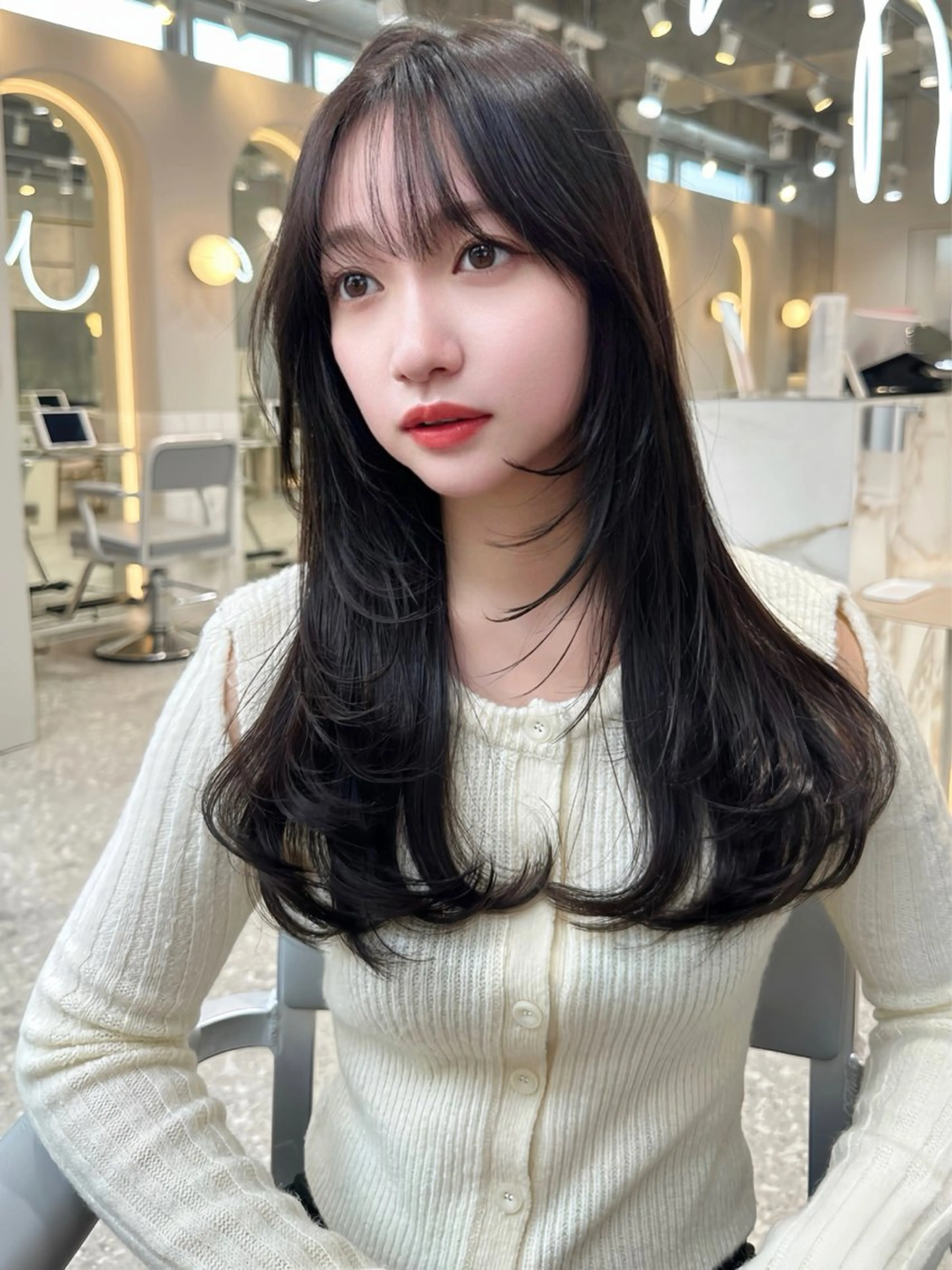 セミロング ヘアカラー トリートメント 新宿/韓国風レイヤー 髪質改善/渋谷直樹のヘアスタイル