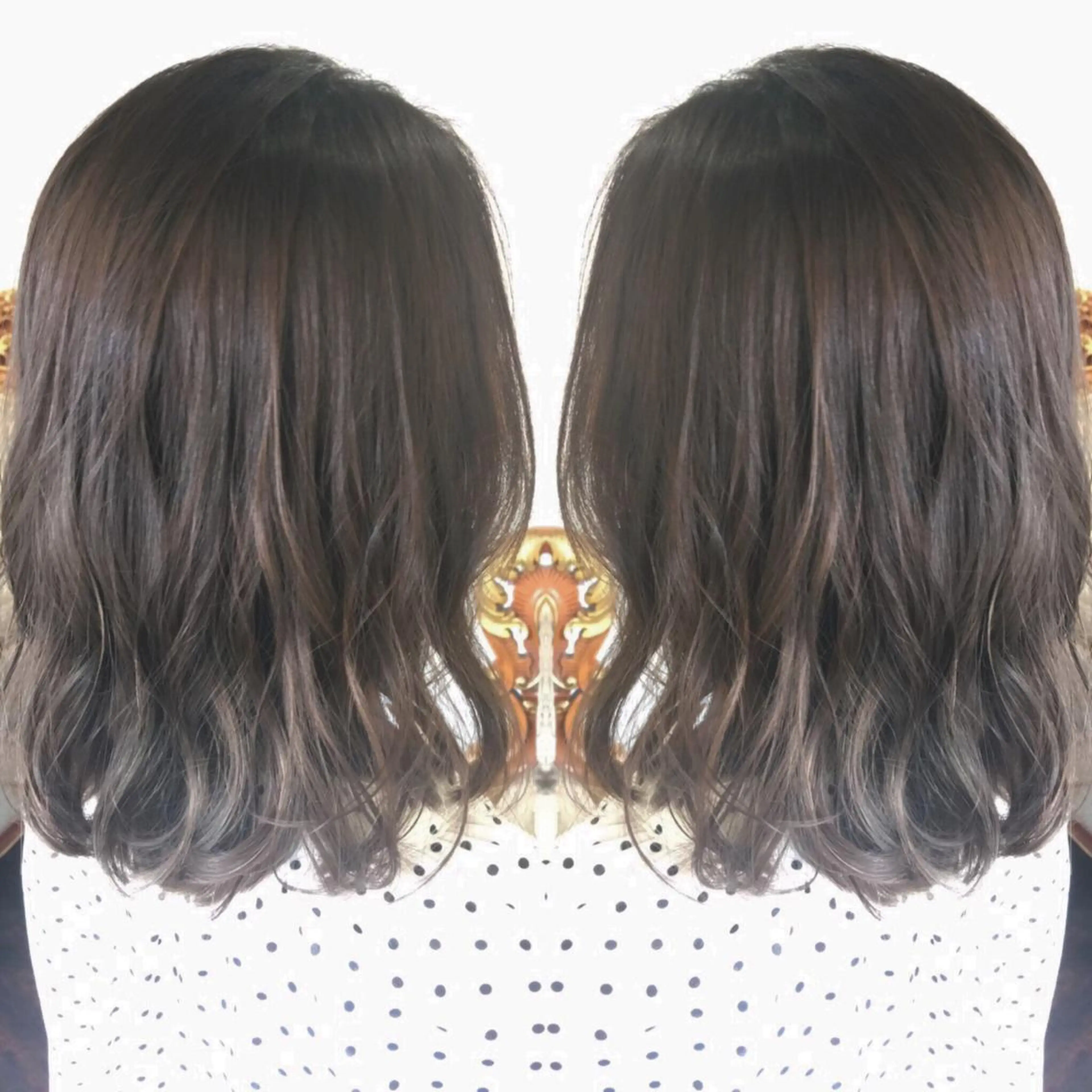 ミディアム カラー パーマ ヘアアレンジ アッシュ ベージュカラー エグチ アキラのヘアスタイル