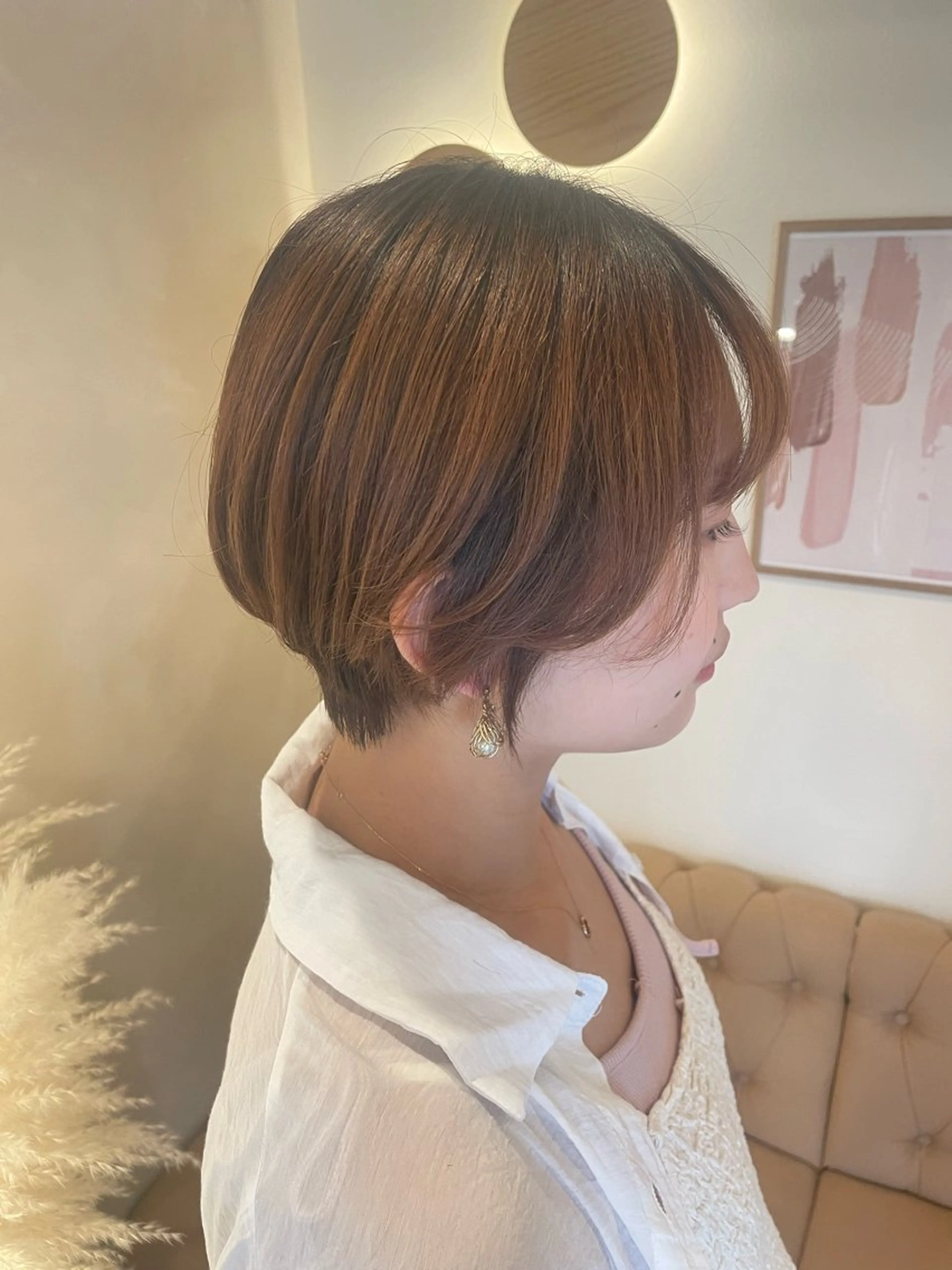 ショート ショートヘア ミルクティ/ピンク/ レイヤー/yuriaのヘアスタイル