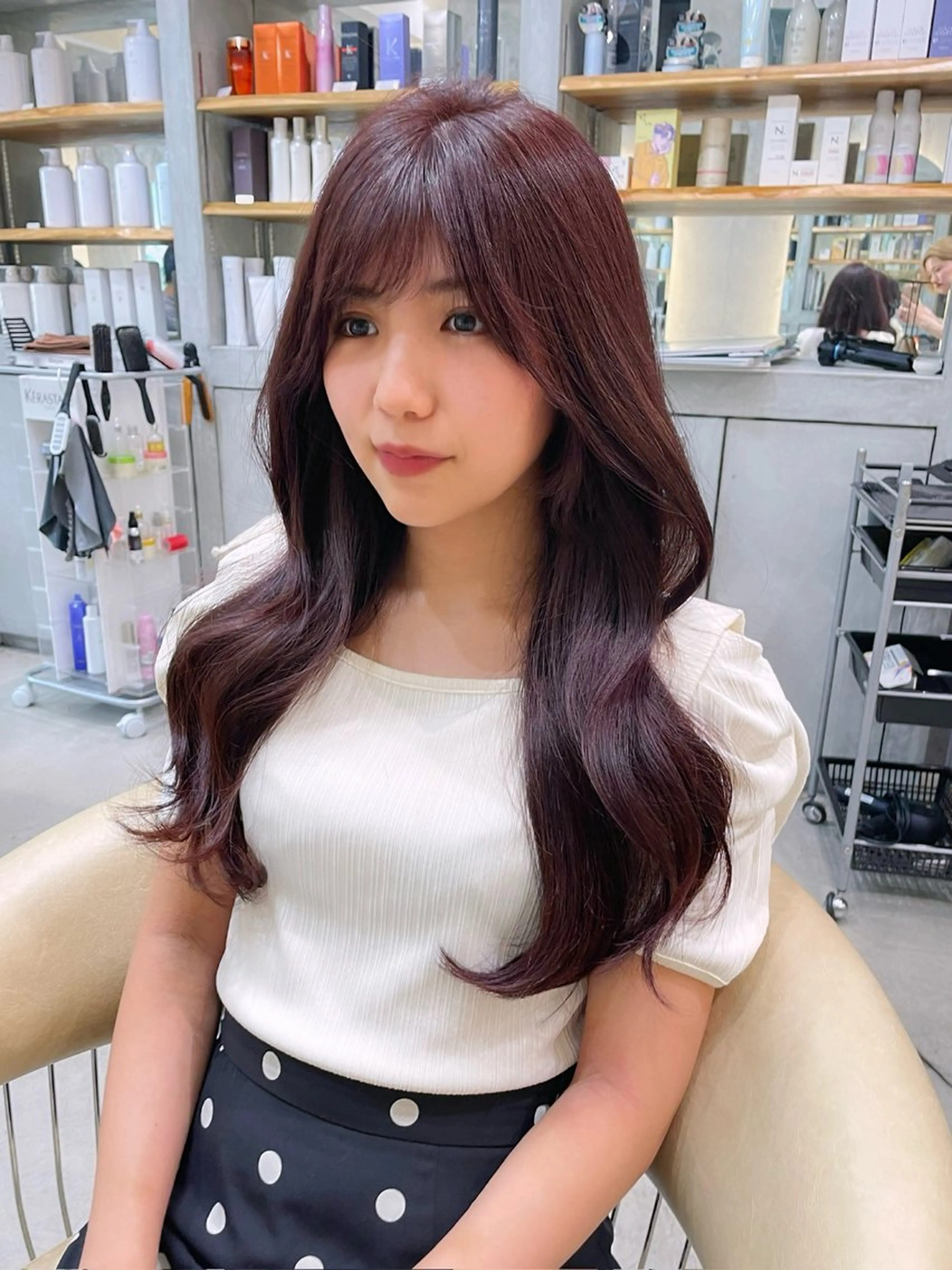 ロング 韓国風ヘア レイヤーカット カット ヘアカラー トリートメント 本田 奈穂美のヘアスタイル