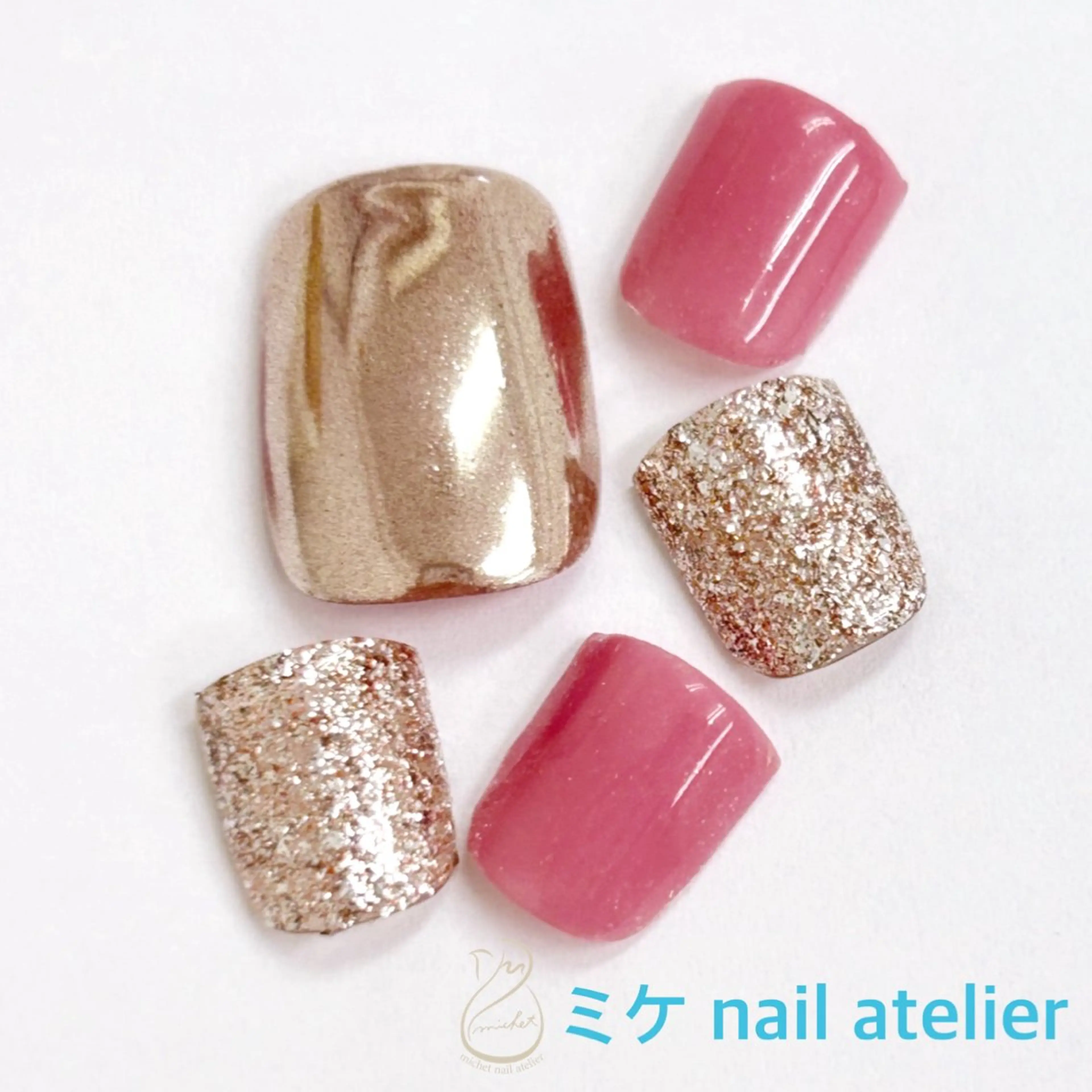 ネイル フットネイル ジェルネイル ラメ(グリッター) ミラーネイル ワンカラーネイル フットネイル h. rikaのネイルデザイン