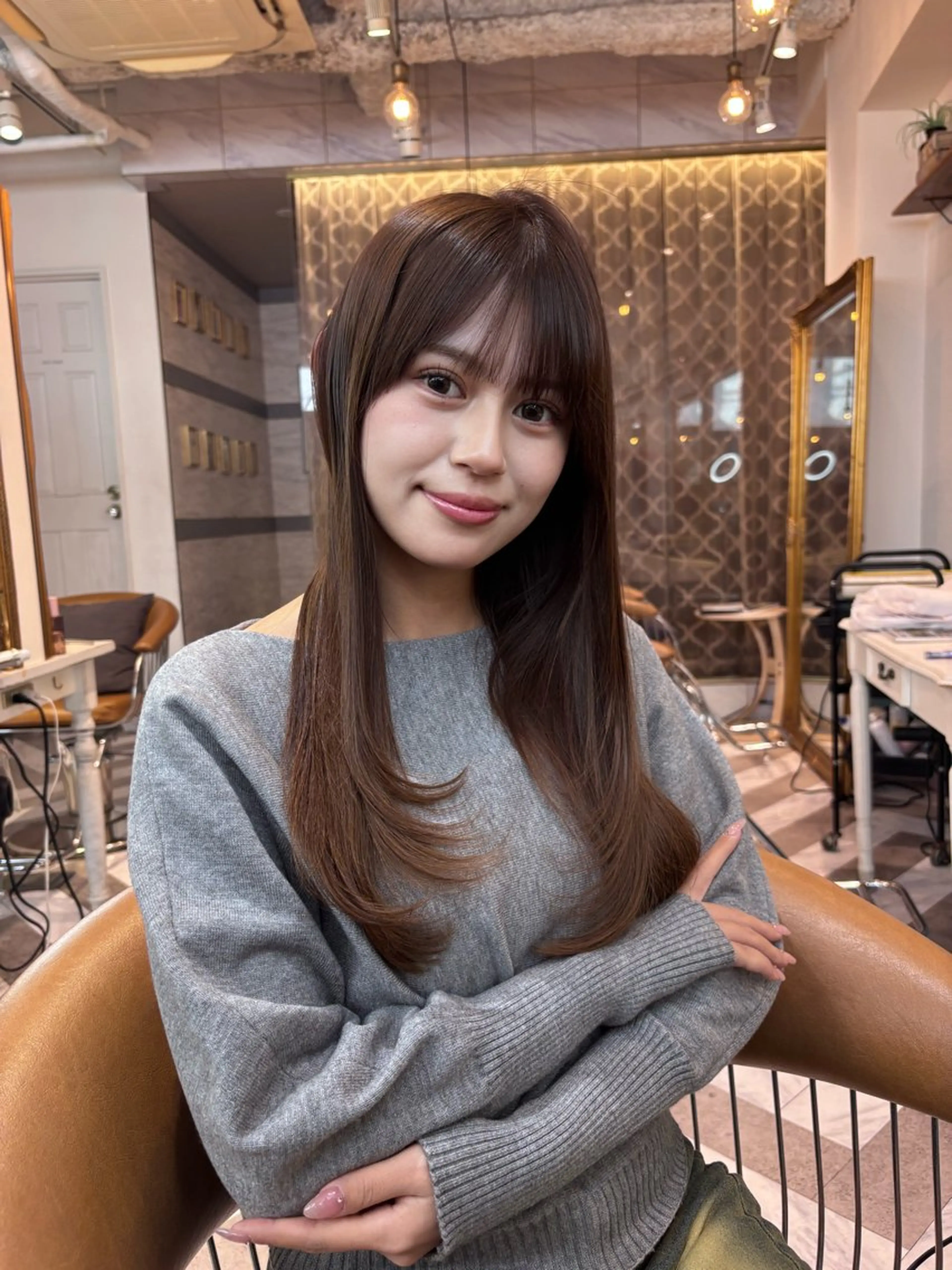 ロング カット ヘアカラー トリートメント ♥韓国レイヤー/似合 わせ骨格診断/顔周りのヘアスタイル