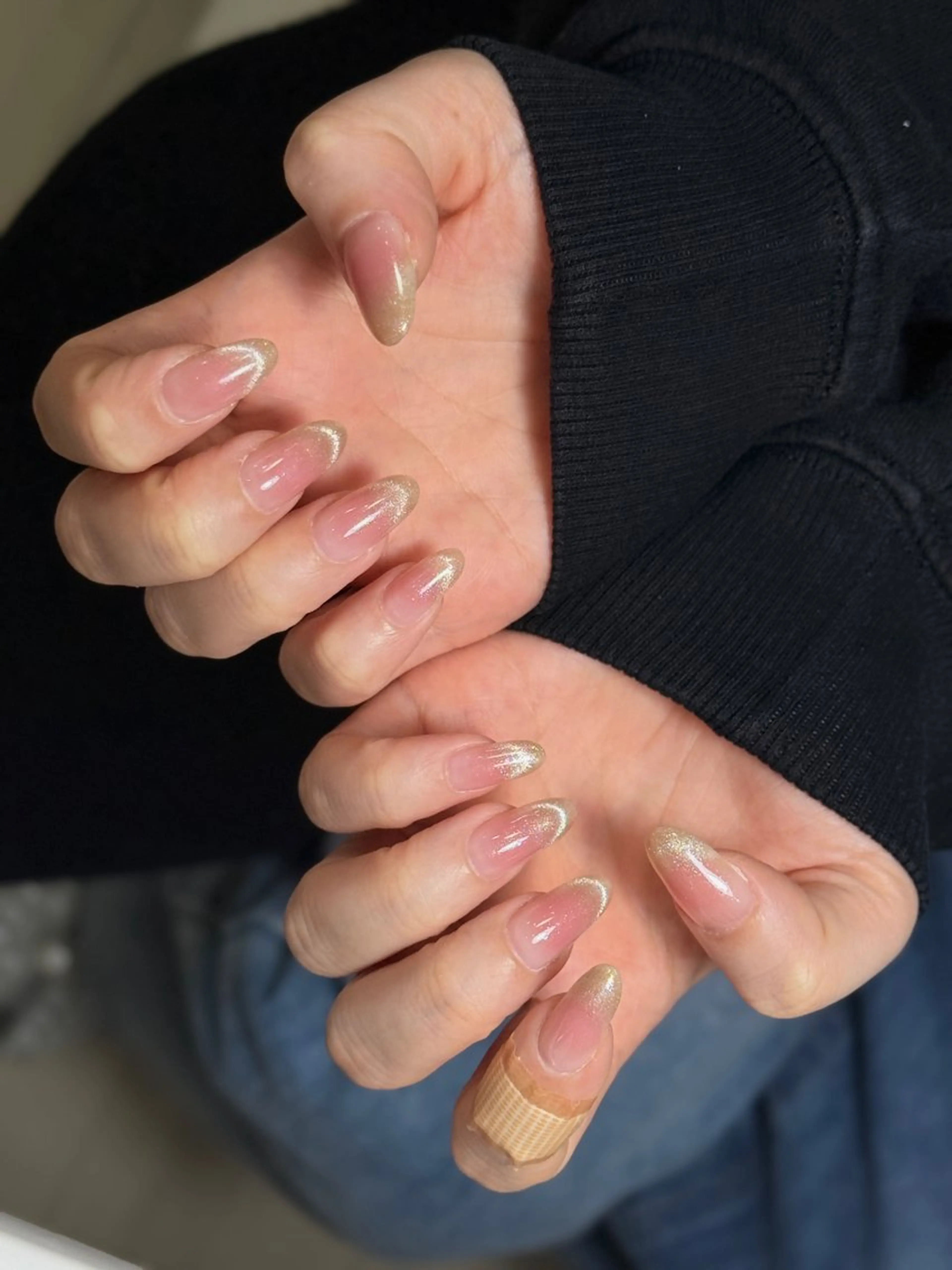 ネイル アートネイル オーロラネイル チークネイル フレンチネイル ガラスフレンチ ハンドネイル 🎀🎀YooLi Nail Salonのネイルデザイン