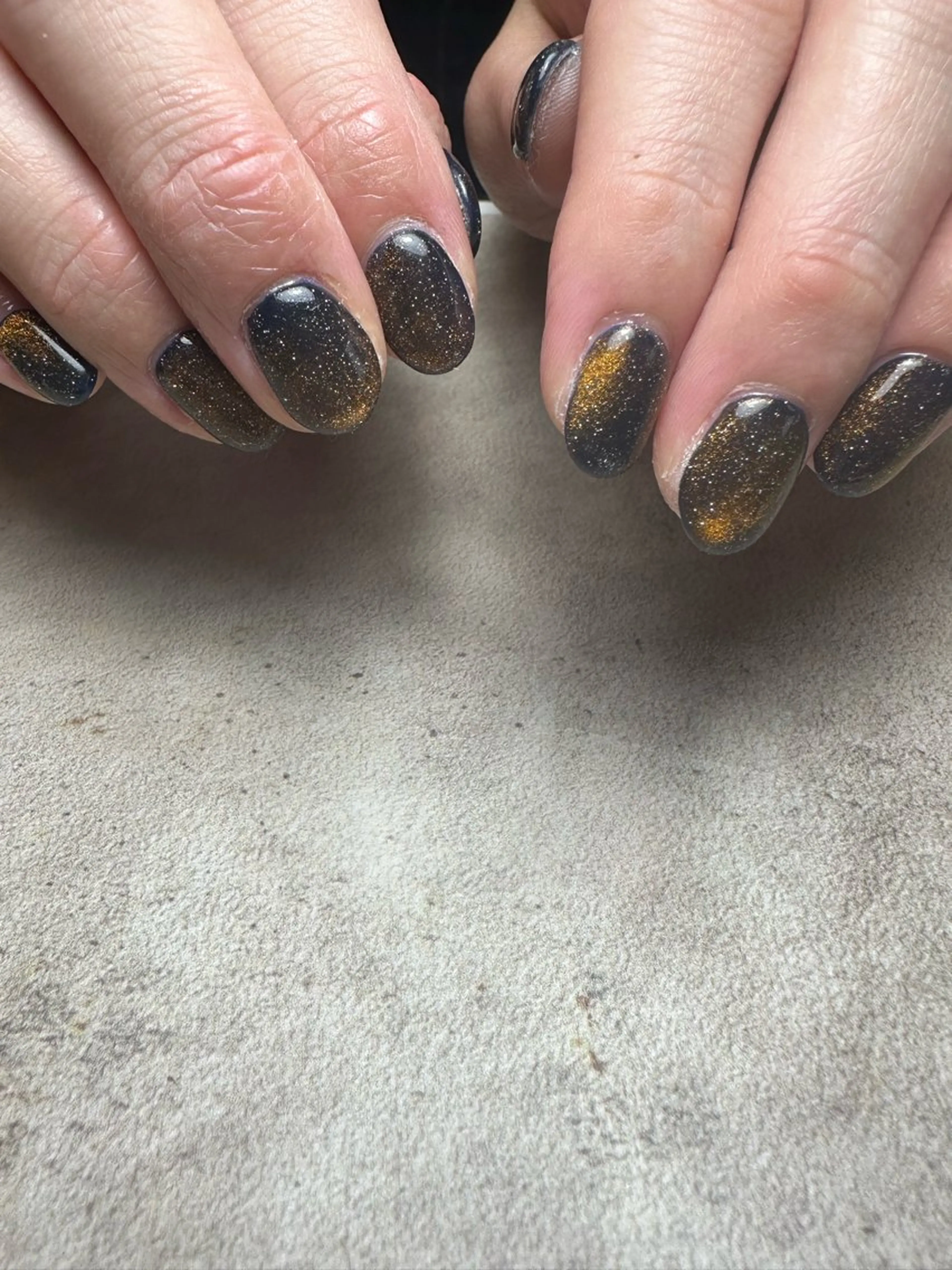 ネイル マグネットネイル ネイビー オレンジ nailroom Anmie.のネイルデザイン