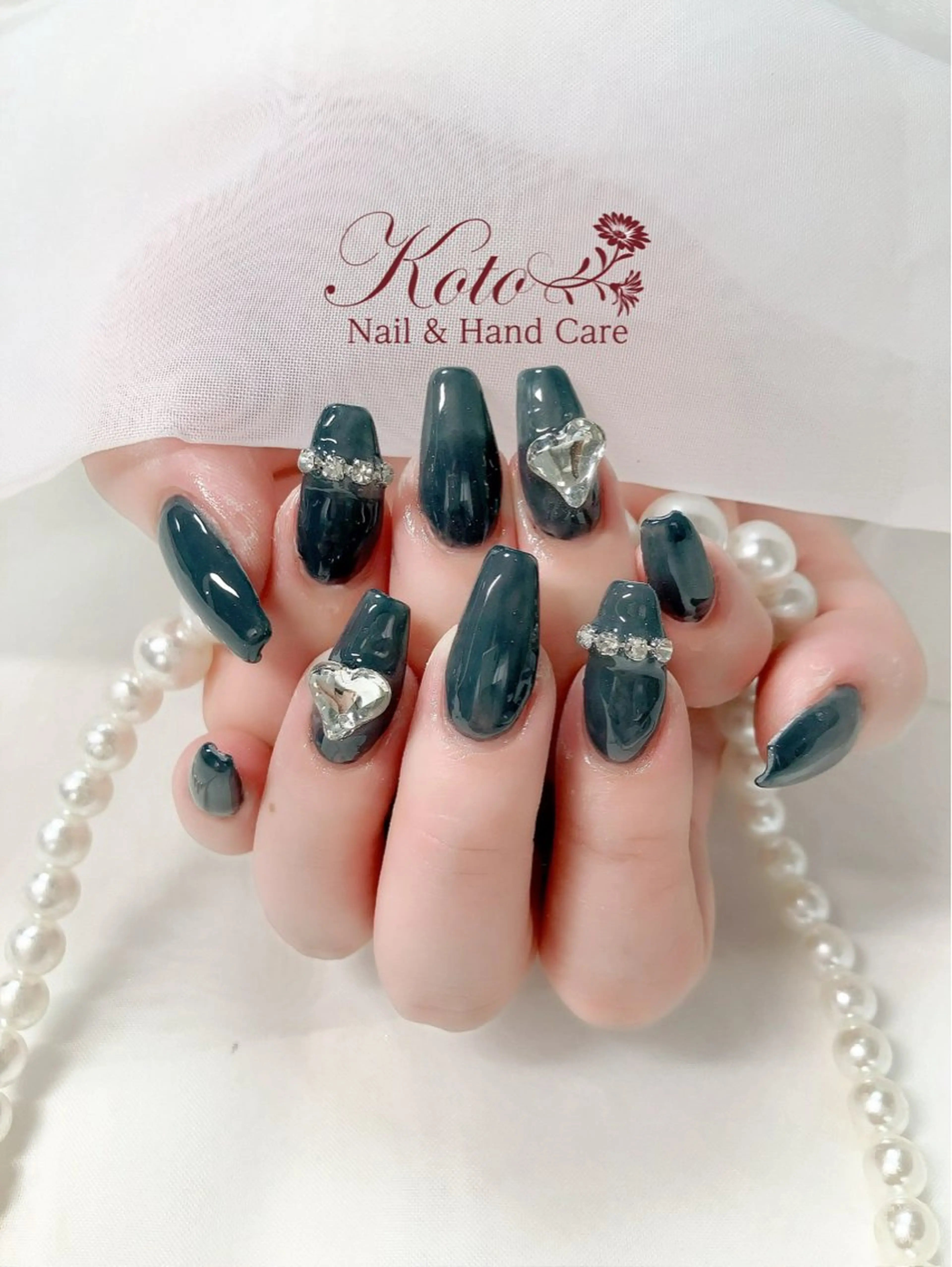 ネイル 長さ出し ジェルネイル ハート 持ち込み ニュアンスネイル ハンドネイル Nail Salon KOTOのネイルデザイン