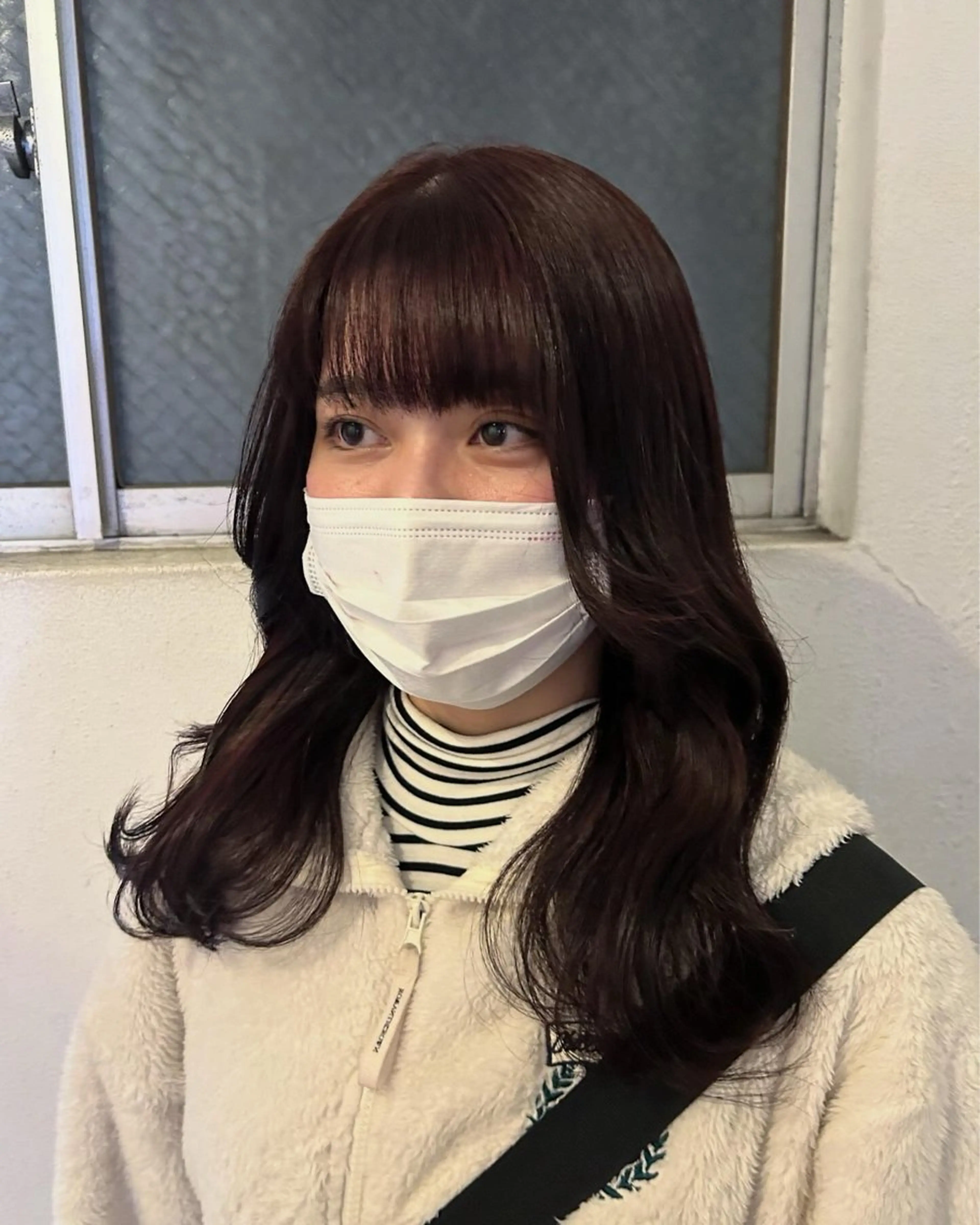 セミロング カラー ブリーチ ダブルカラー ブリーチなしカラー レッドカラー 愛結 暖色カラー🎀🩰のヘアスタイル