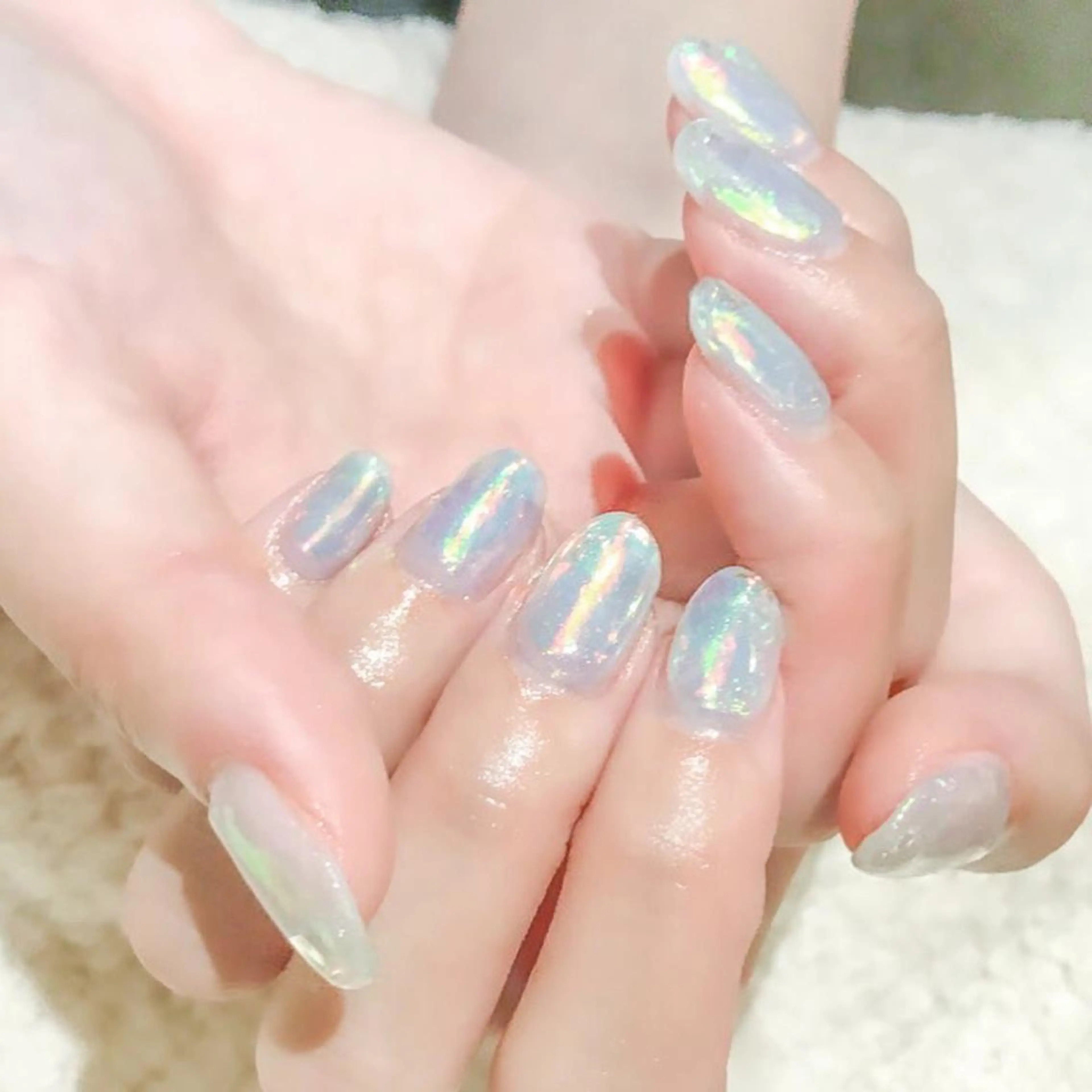 ネイル ブルー ジェルネイル 氷ネイル・うるうるネイル 春ネイル Nyanco Nailのネイルデザイン