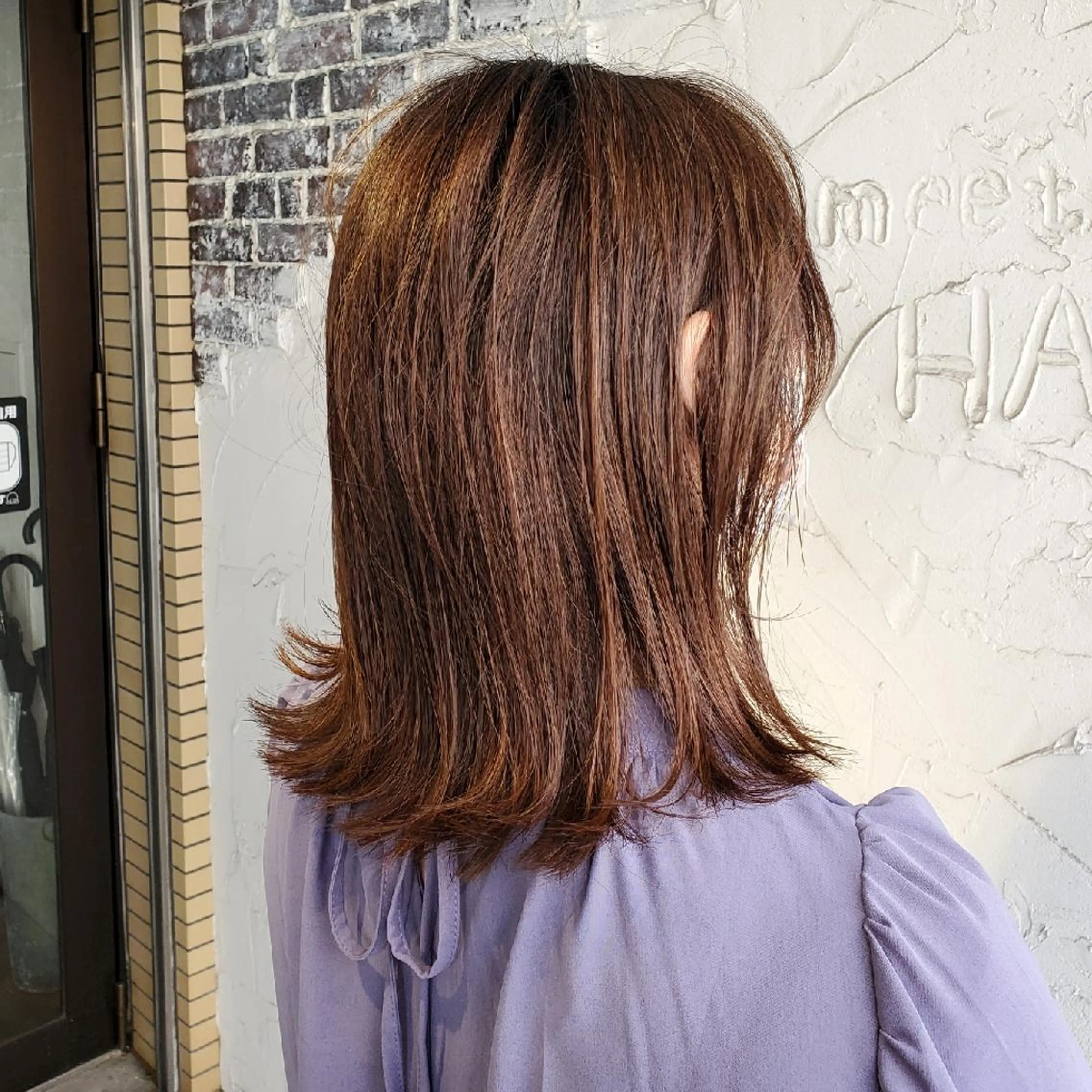 ミディアム カラー 切りっぱなしボブ ショートボブ ミディアムパーマ バレイヤージュ ベージュカラー カット ヘアカラー トリートメント フリーランス所属・韓国ヘア レイヤー くびれヘアMATSUのヘアスタイル