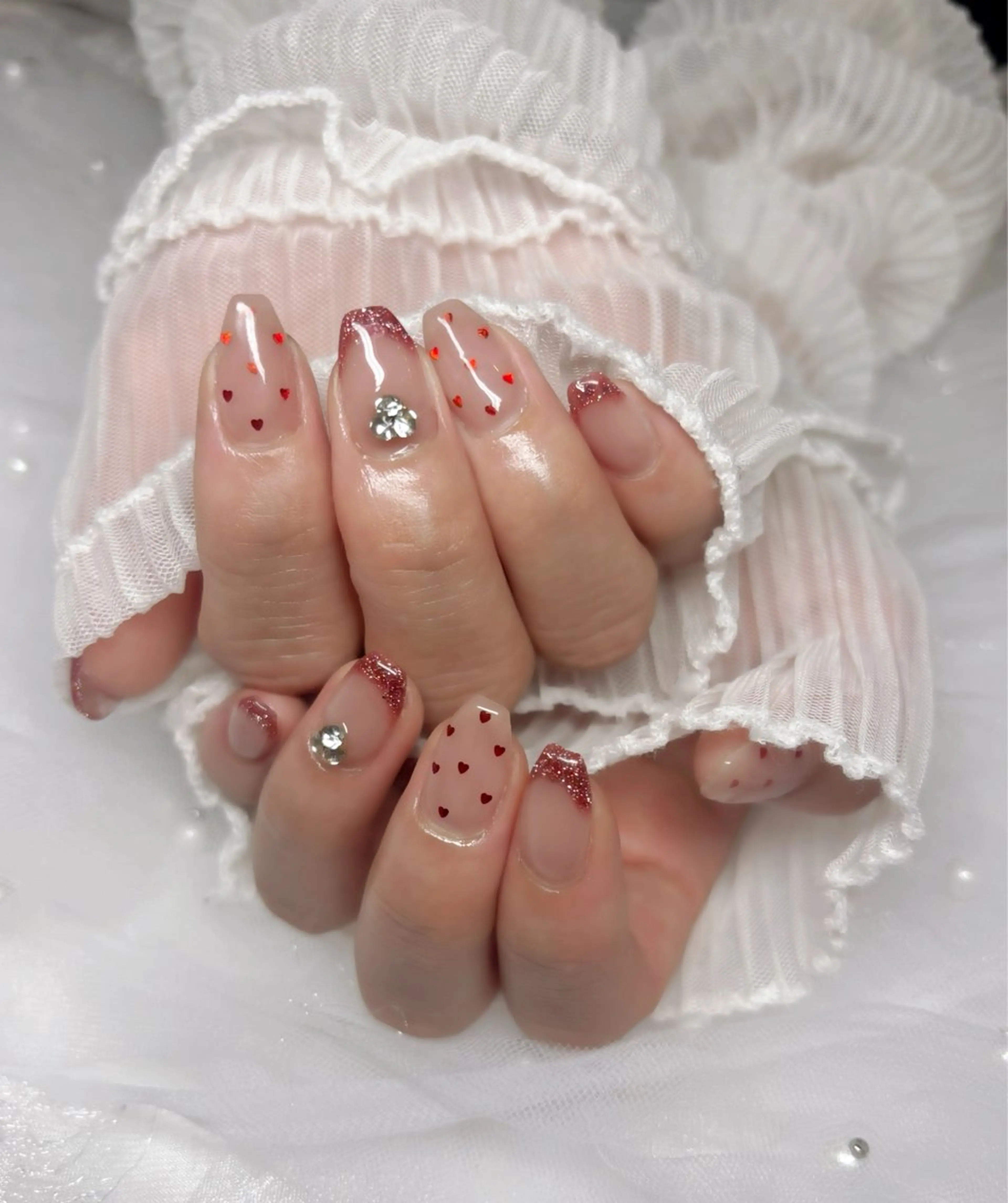 ネイル 赤色 ハンドネイル Nail Salon macherieのネイルデザイン