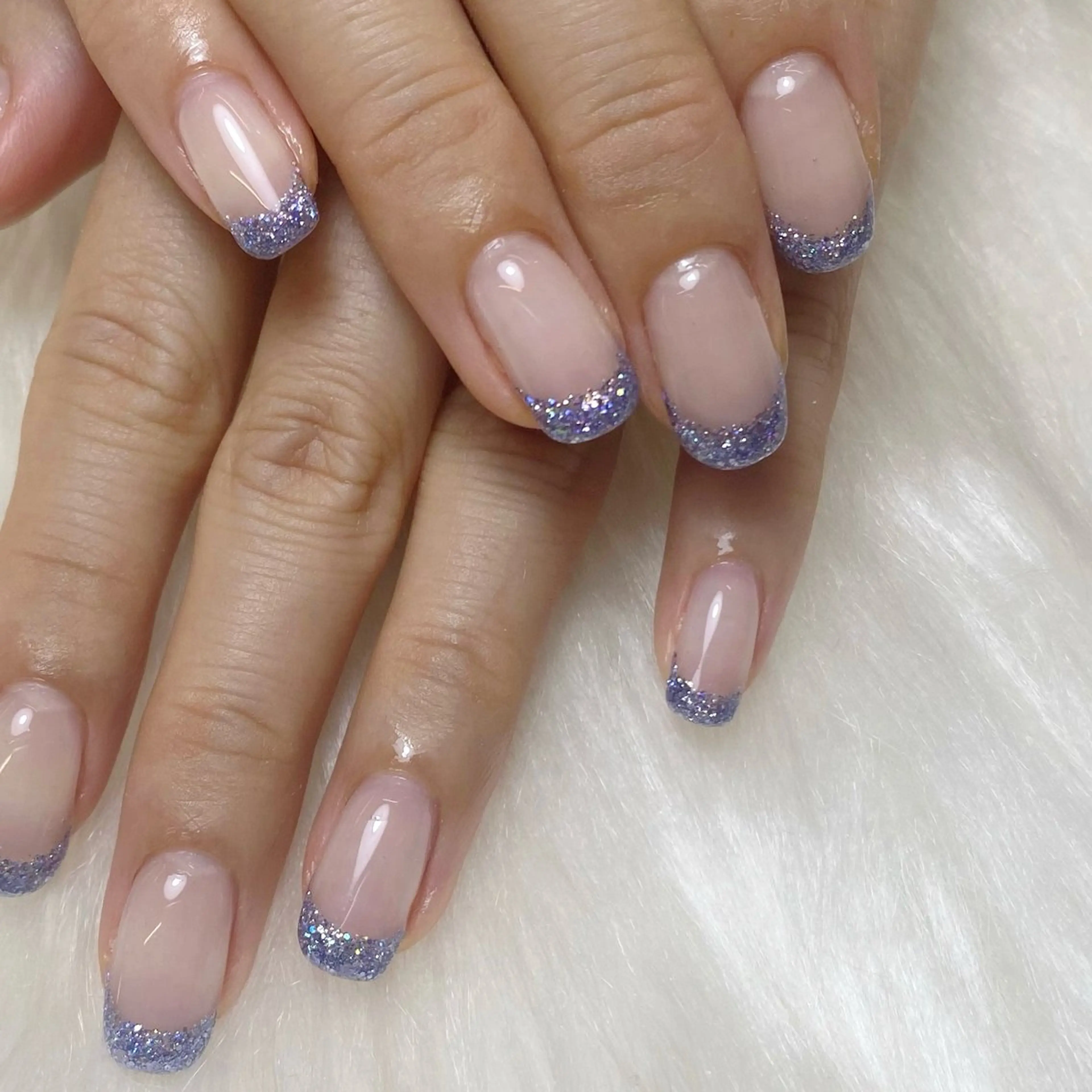 ネイル ブルー 長さ出し フラッシュネイル フットネイル フレンチネイル ハンドネイル fein. miku🎀🍼のネイルデザイン