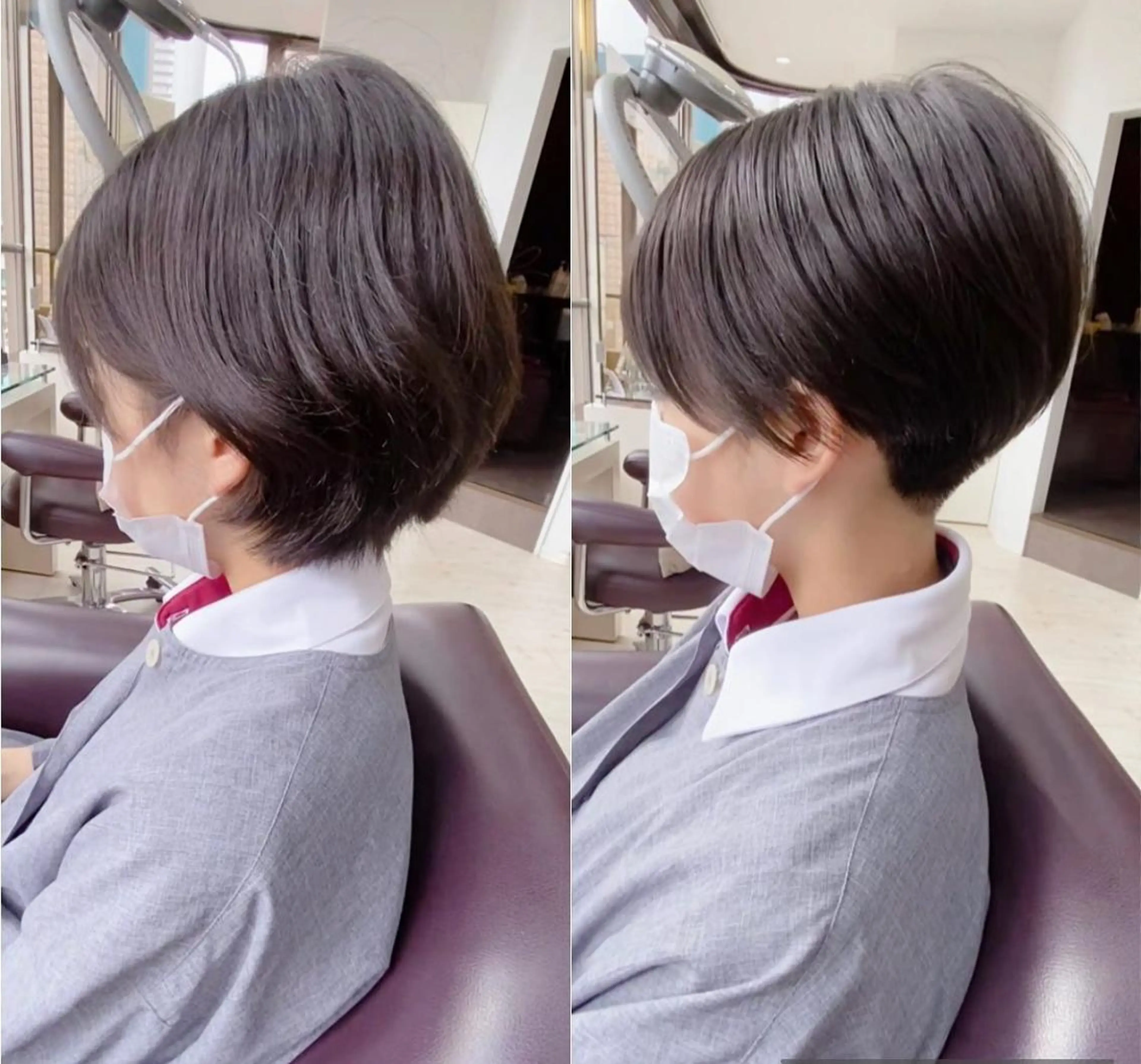 ショート カラー ショートボブ ハンサムショート ボブ くびれヘア くせ毛 favorite b Charmeのヘアスタイル