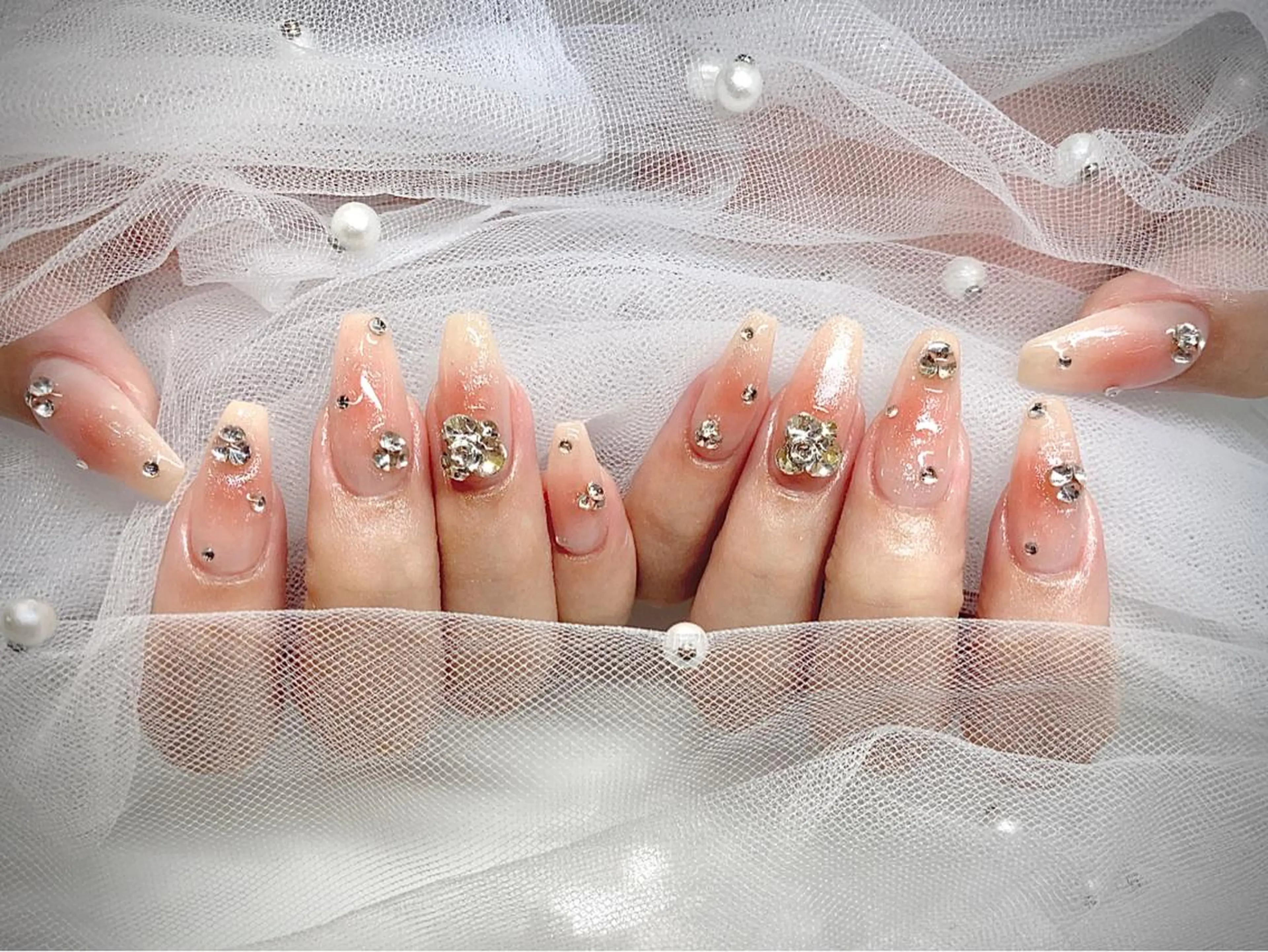 ネイル I-nailロング /ワンホン/キラキラのネイルデザイン