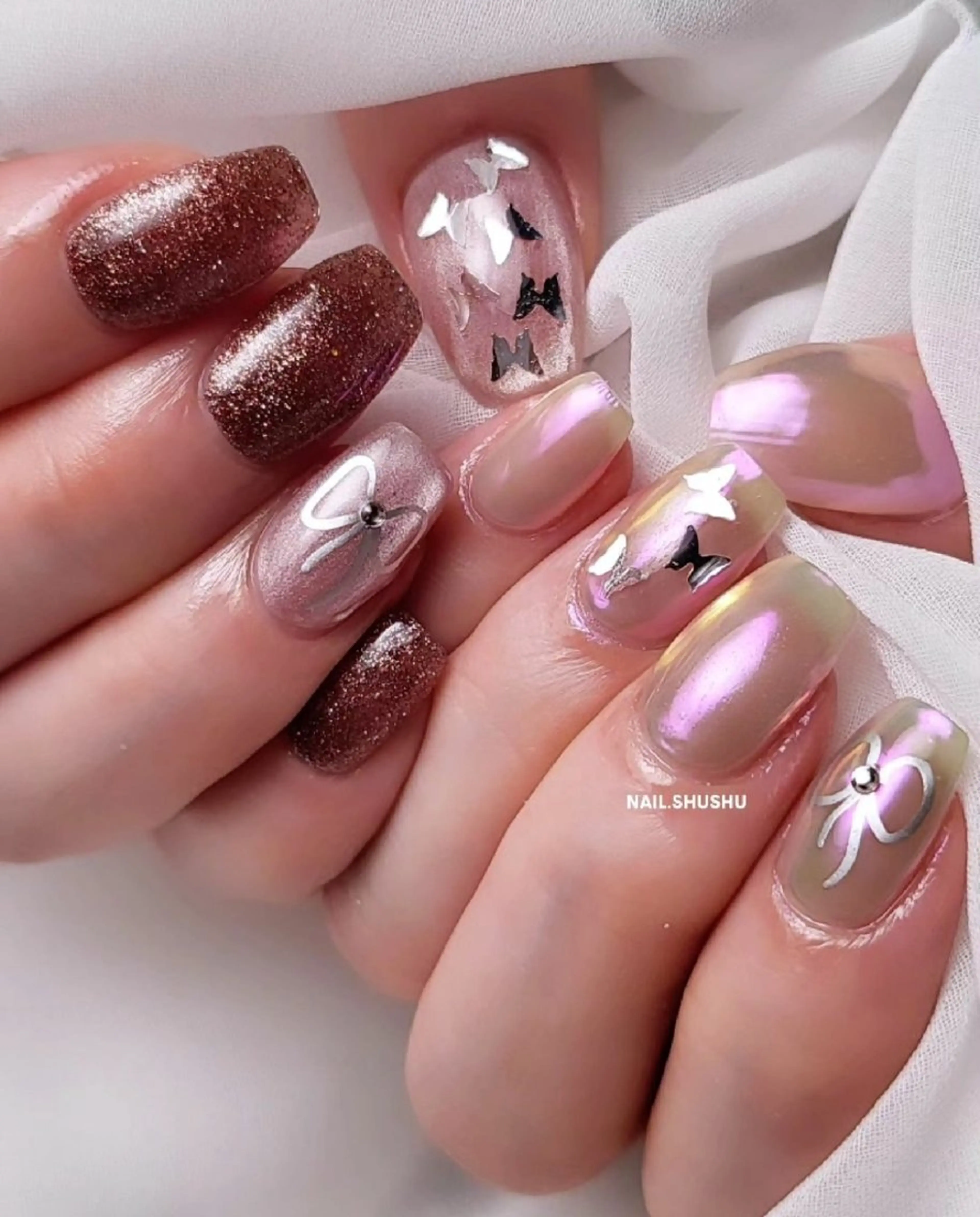 ネイル 持ち込み ニュアンスネイル ワンカラーネイル シンプルネイル 冬ネイル ハンドネイル 3dパーツ/流行り 👧shushu❤️のネイルデザイン