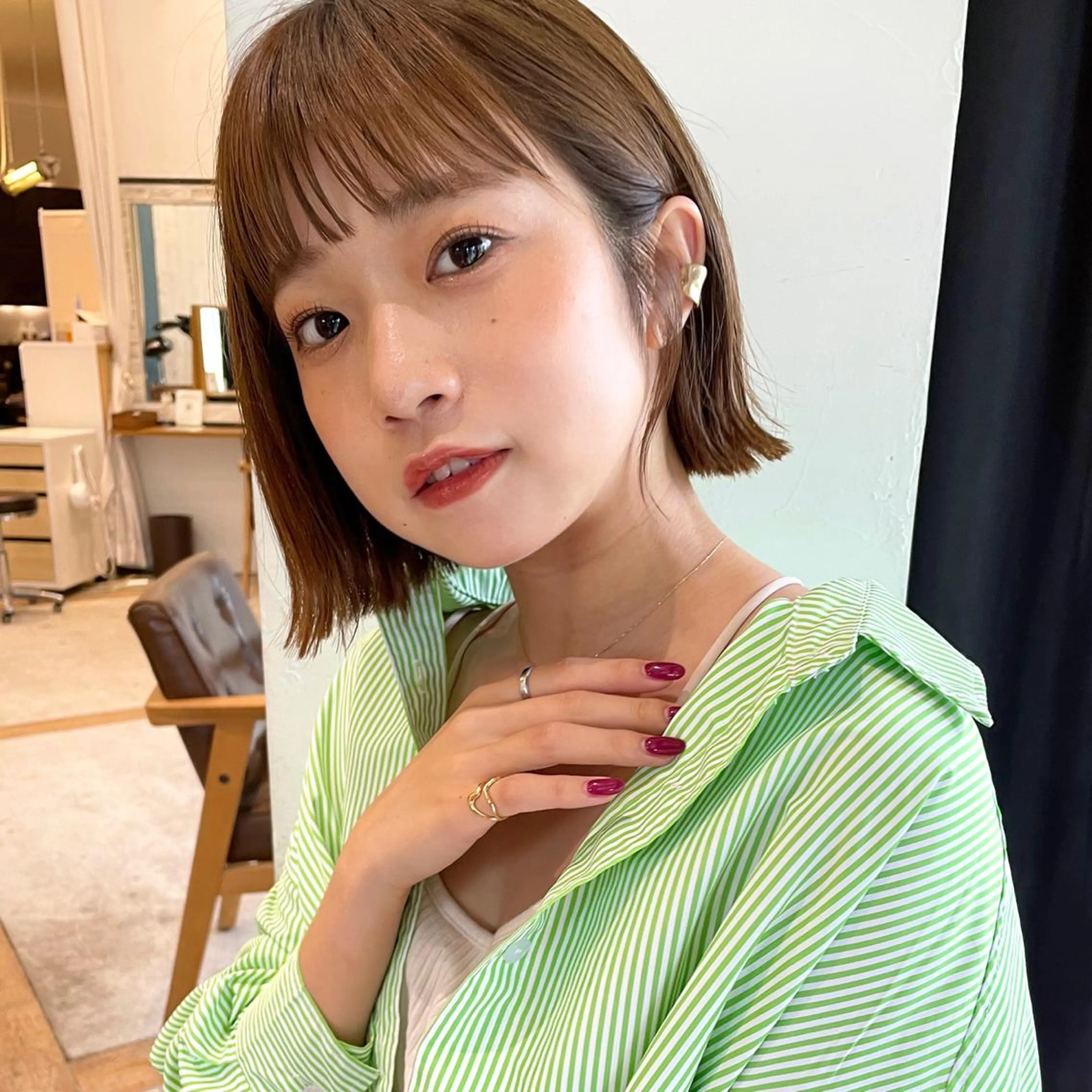 ショート カラー ヘアアレンジ ベージュカラー ボブ カット ヘアカラー OAK 学芸大学所属・秋葉萌　透明感カラー /レイヤー/ボブ♡のヘアスタイル