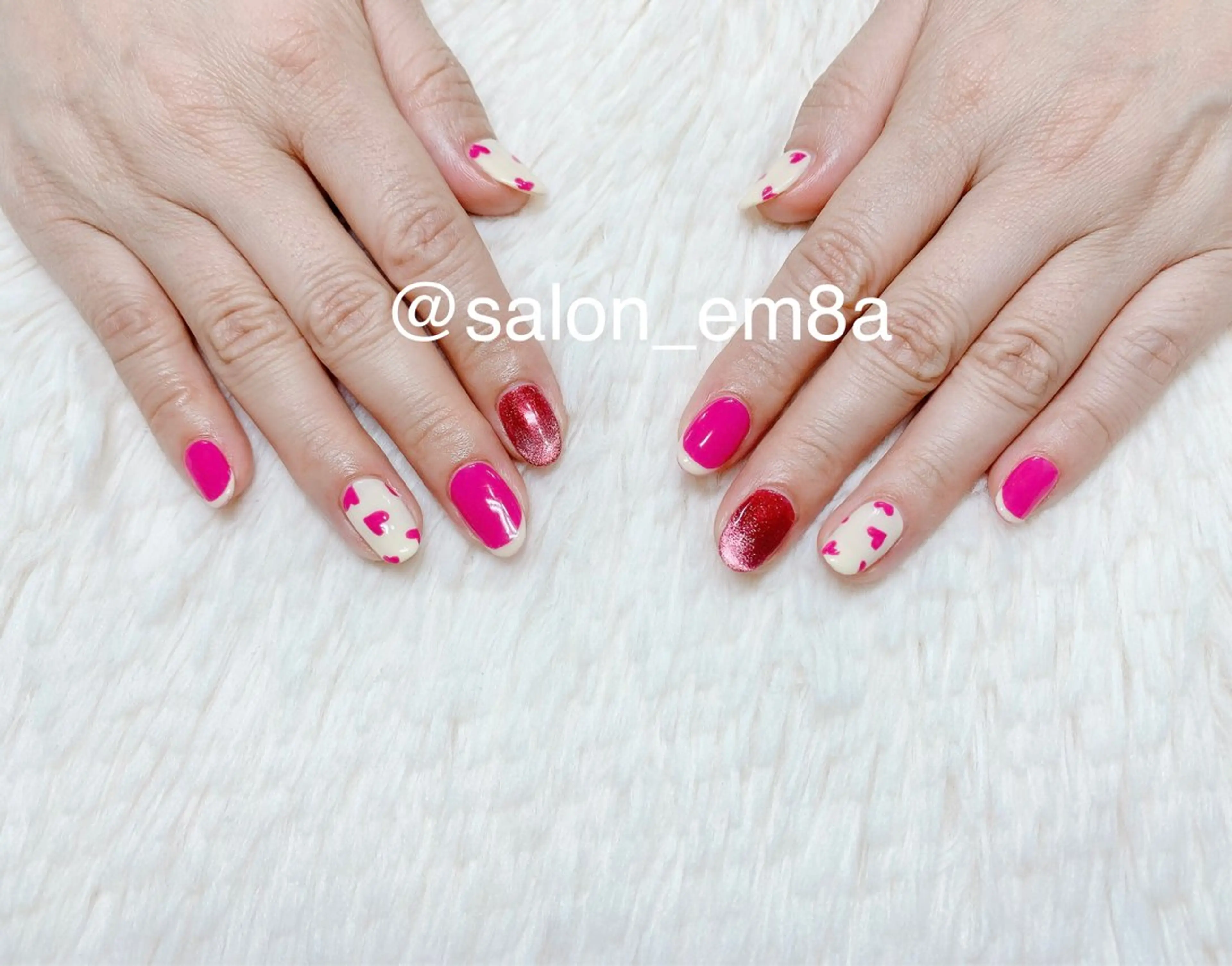 ネイル ジェルネイル ハート マグネットネイル ハンドネイル salon EM&A emiのネイルデザイン