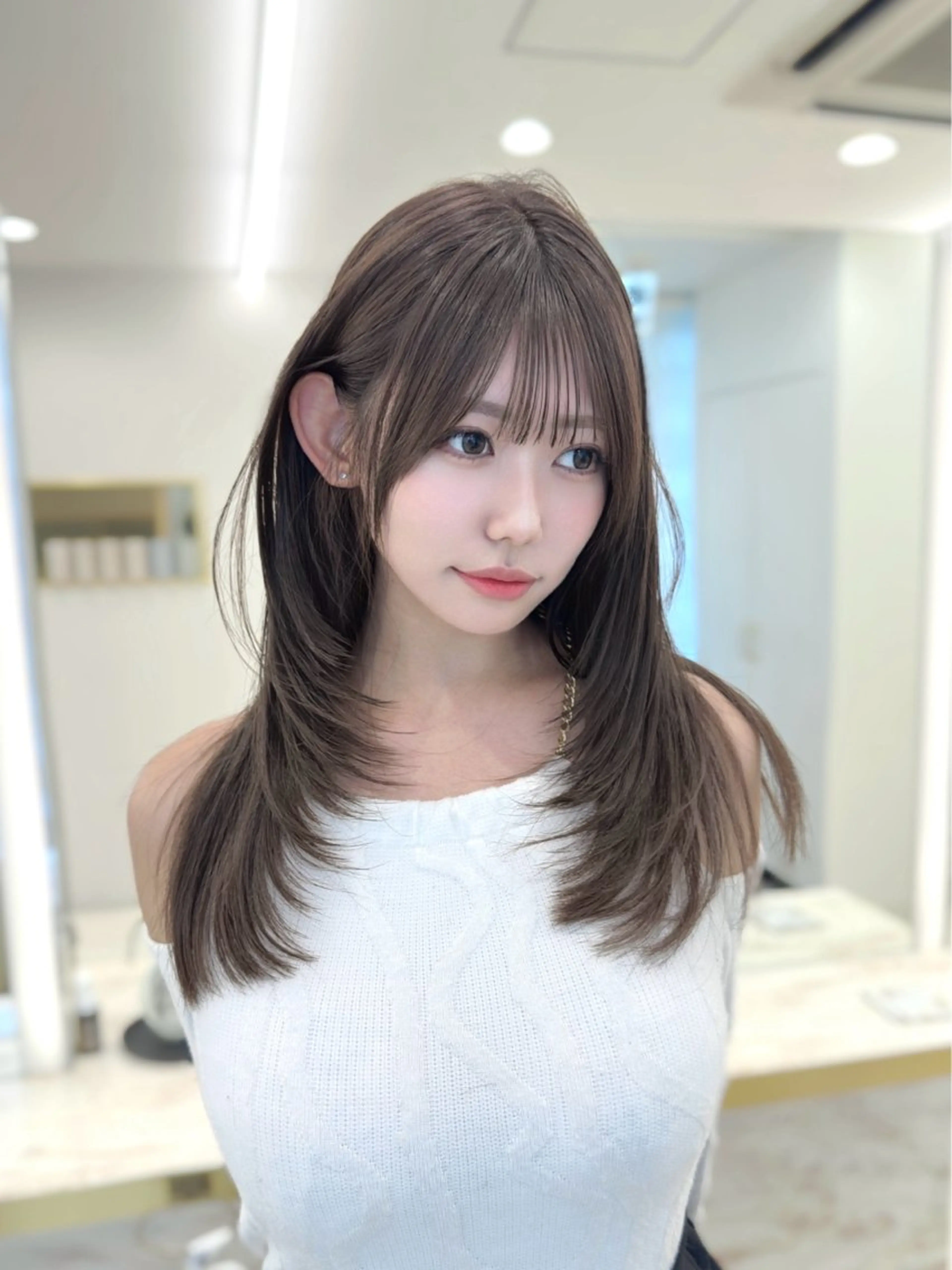 セミロング カラー ベージュカラー 透明感カラー 似合わせカット カット ヘアカラー 似合わせ/レイヤー /顔まわり/池田歩樹のヘアスタイル
