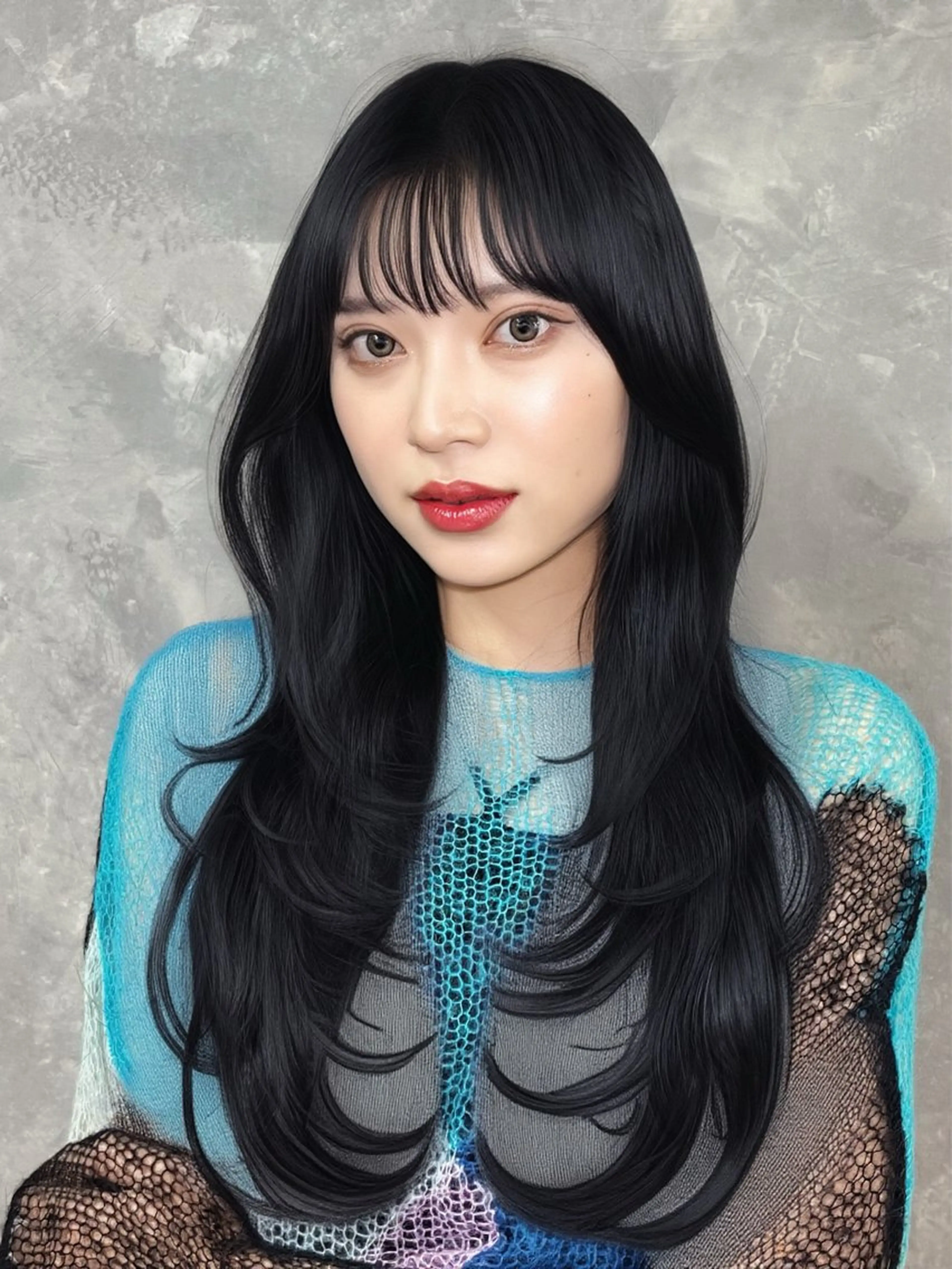 ロング カラー ヘアアレンジ カット ヘアカラー トリートメント 韓国レイヤーカット/ 儚げカラーチナツのヘアスタイル