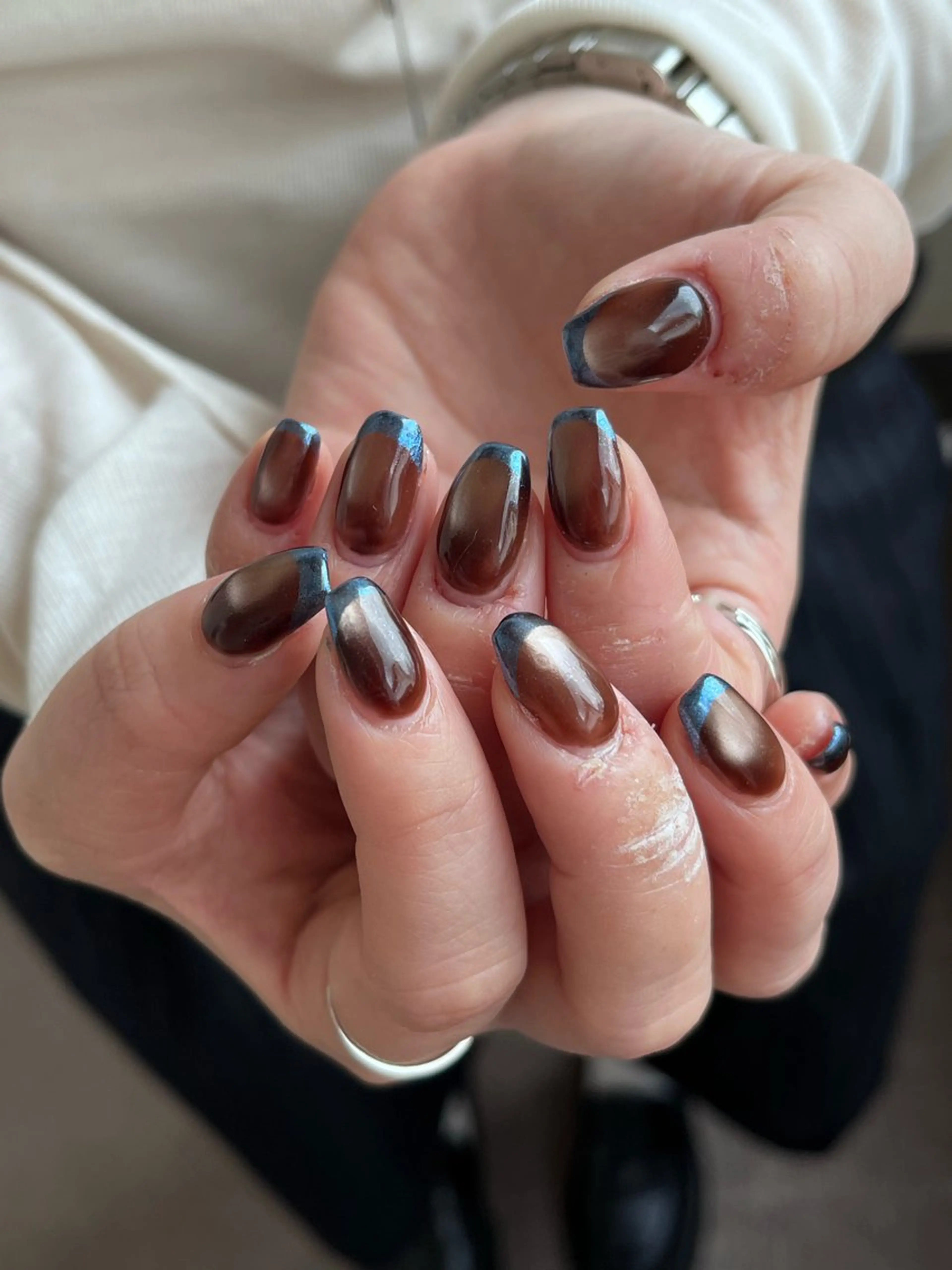 ネイル フレンチネイル ミラーネイル Ray 阿倍野/天王寺のネイルデザイン