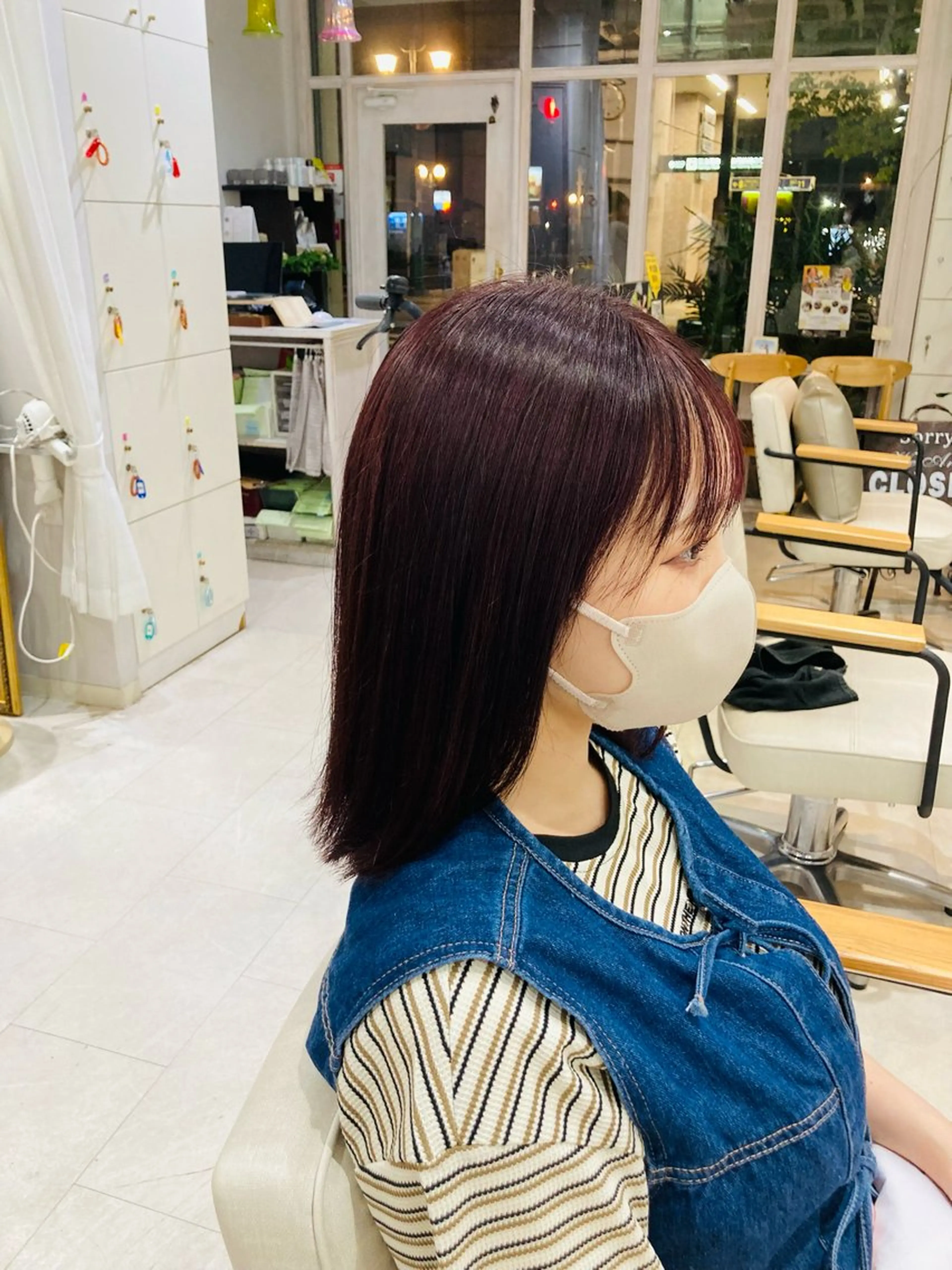 セミロング カラー ブラウンカラー オリーブブラウン ピンクカラー ピンクブラウン 小鹿 珠希のヘアスタイル