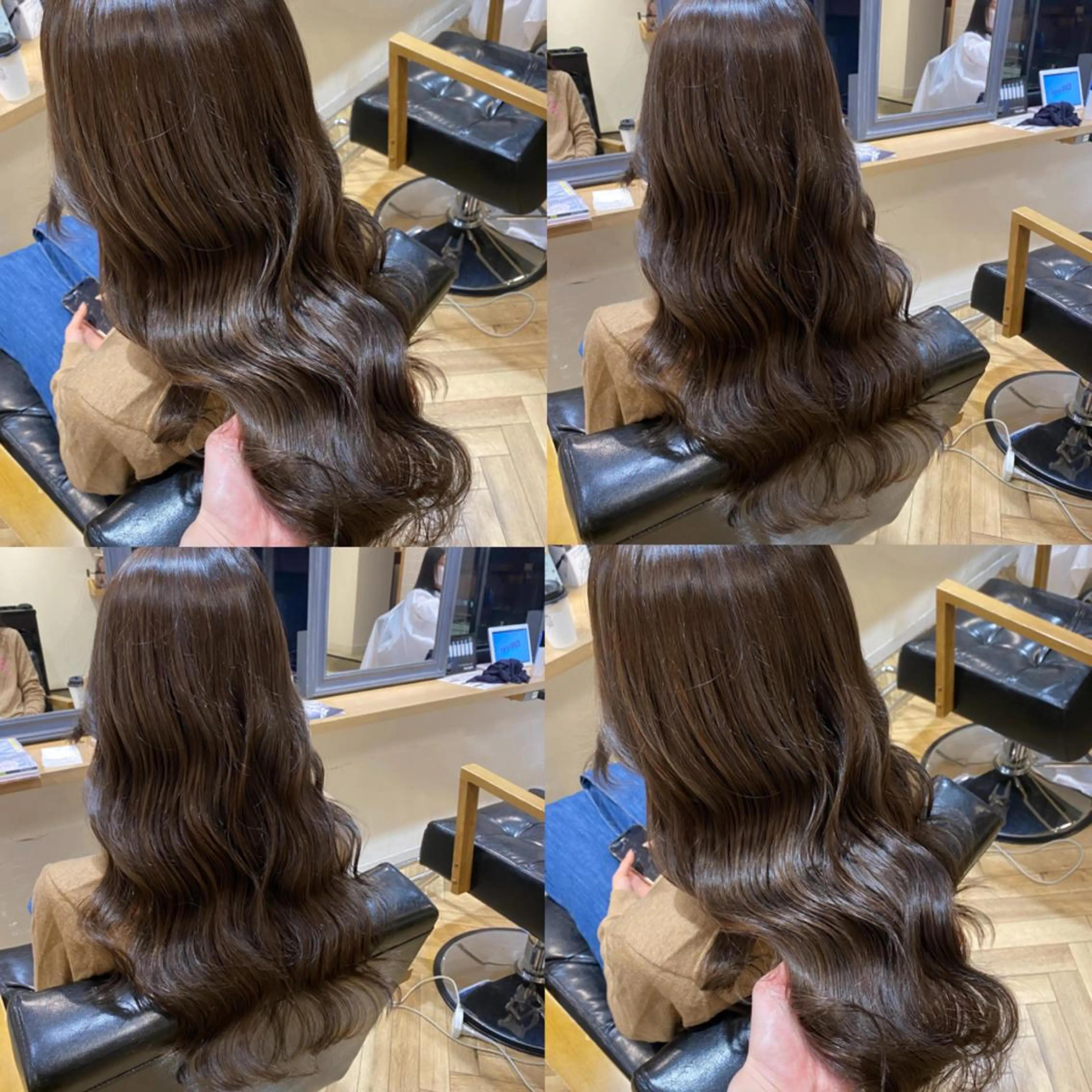 ロング カラー アッシュ アッシュグレー ハイライトカラー ハイライト 艶カラー/韓国顔周り 🎀mamiのヘアスタイル