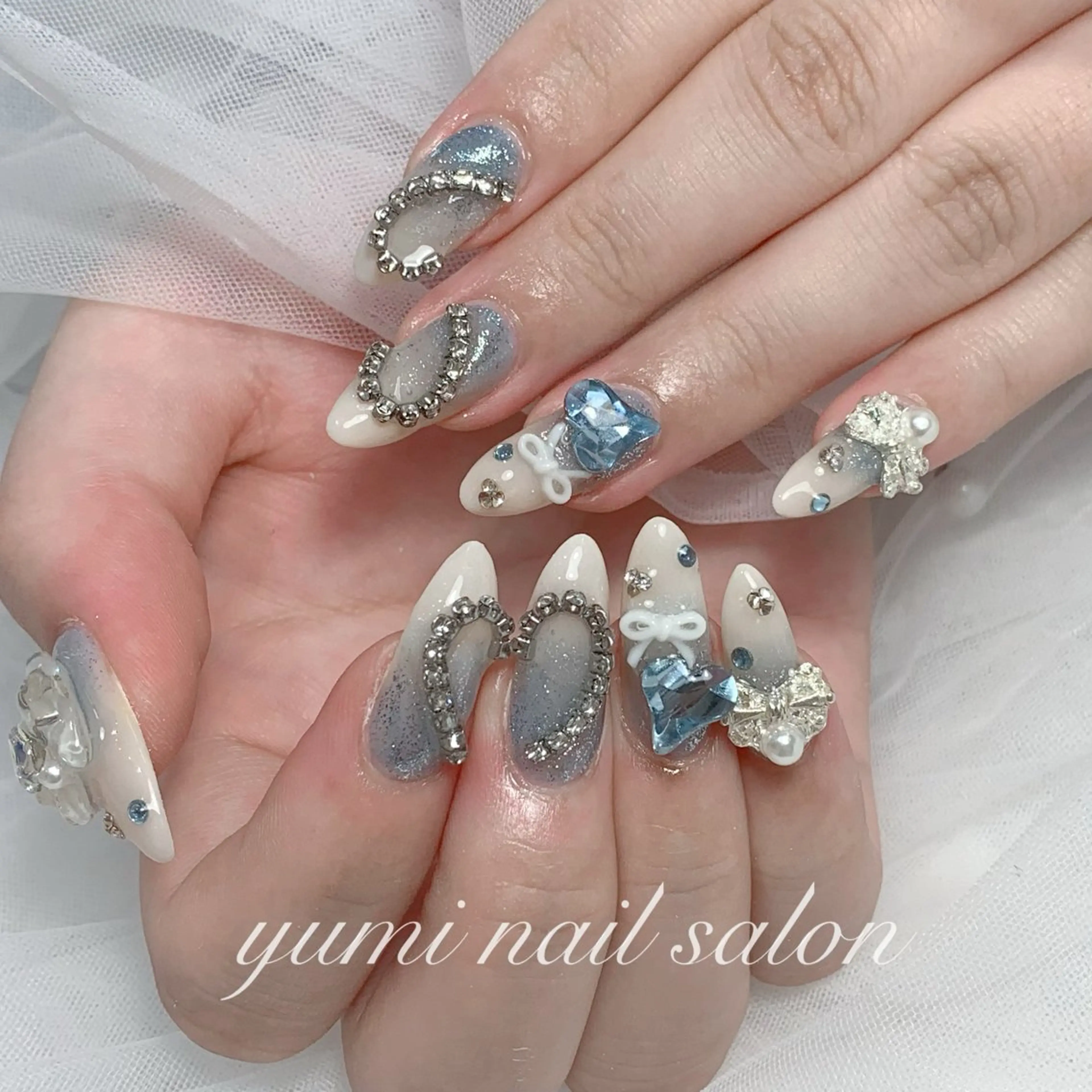 ネイル 持ち込み yumiジェル& チップ長さだしのネイルデザイン