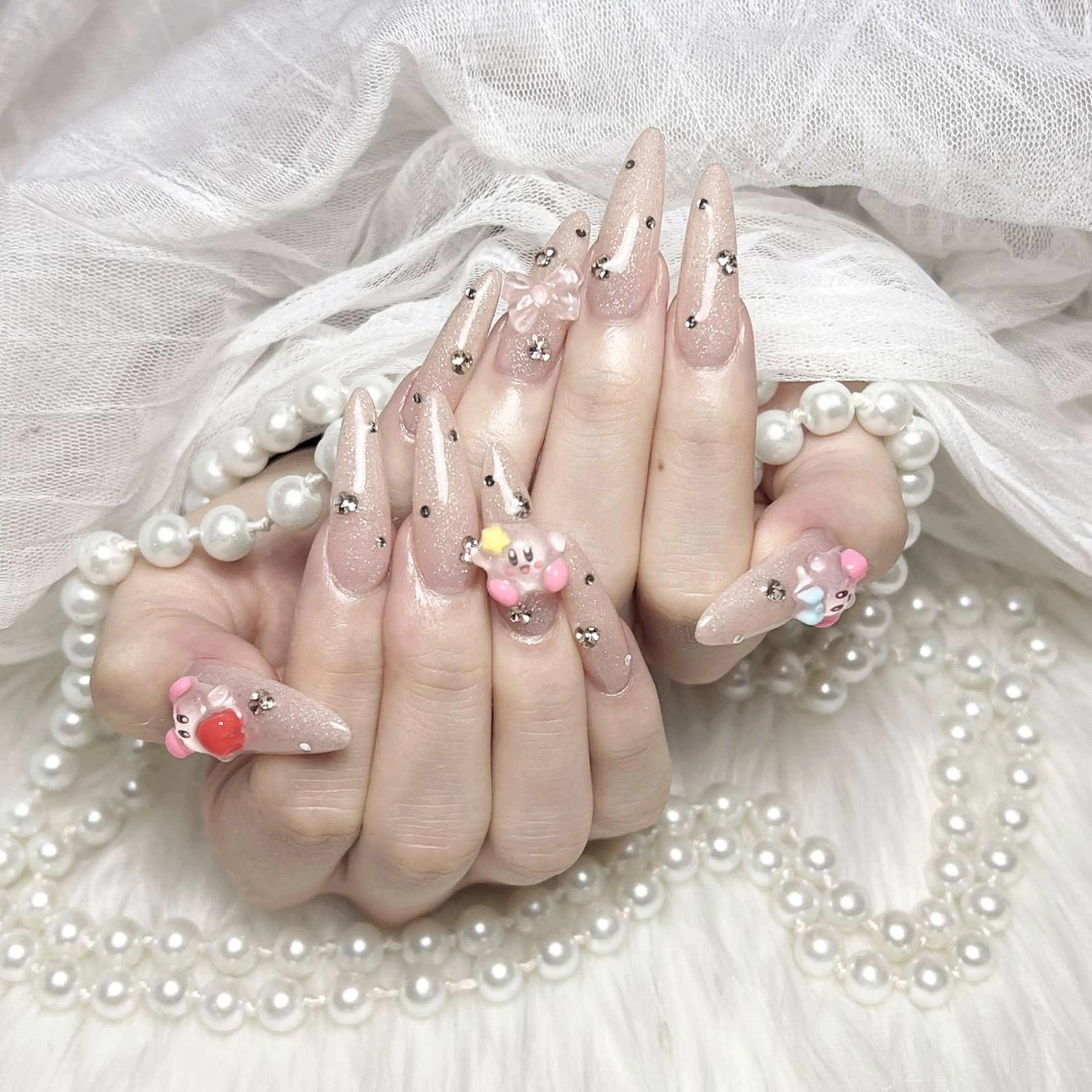 ネイル アートネイル フラッシュネイル フレンチネイル ジェルネイル ガラスフレンチ M2 BEAUTY ネイル　サロンのネイルデザイン