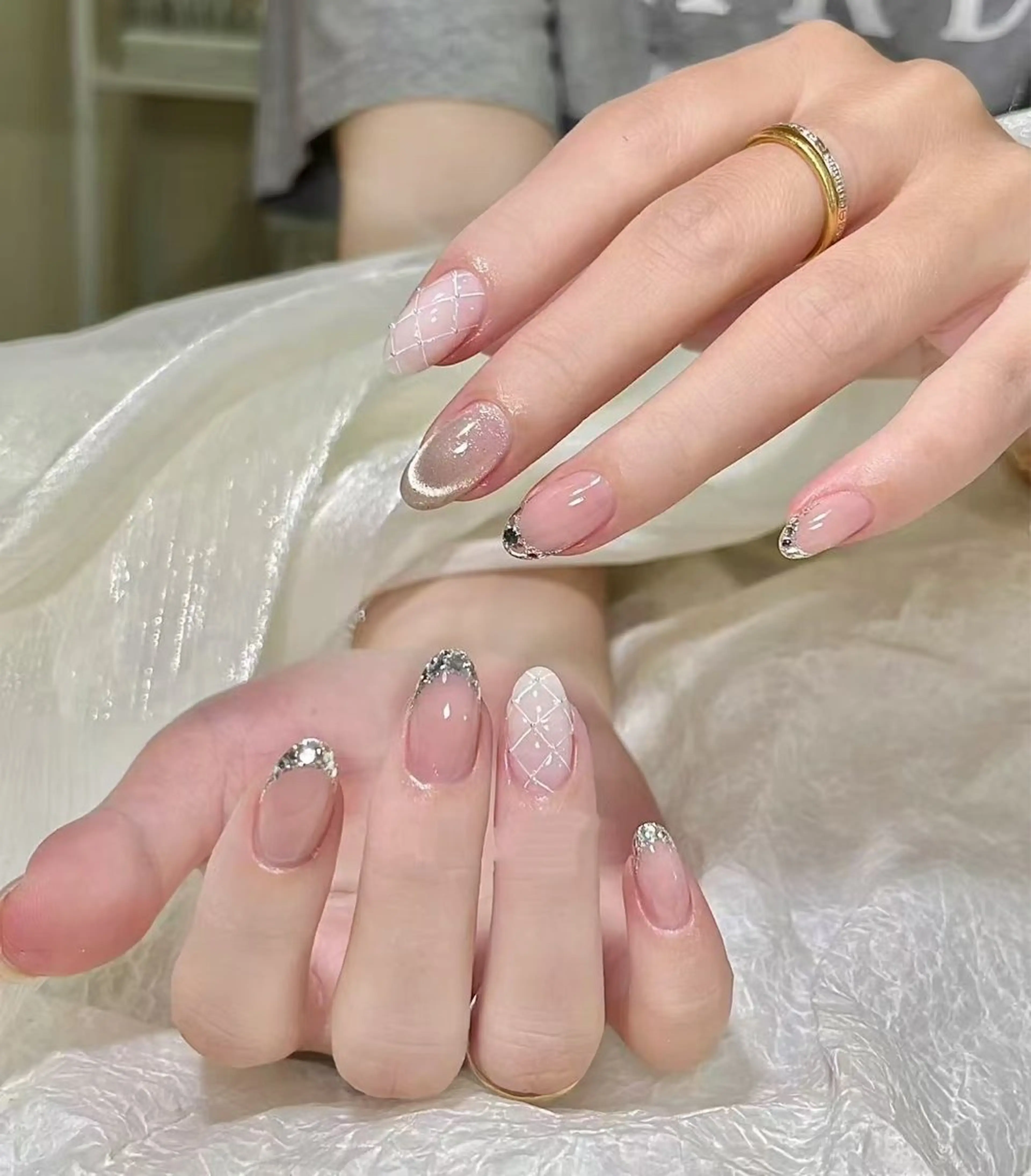 ネイル オーロラネイル フラワーネイル フットネイル フレンチネイル ジェルネイル ハンドネイル BabyYouMi ねねのネイルデザイン