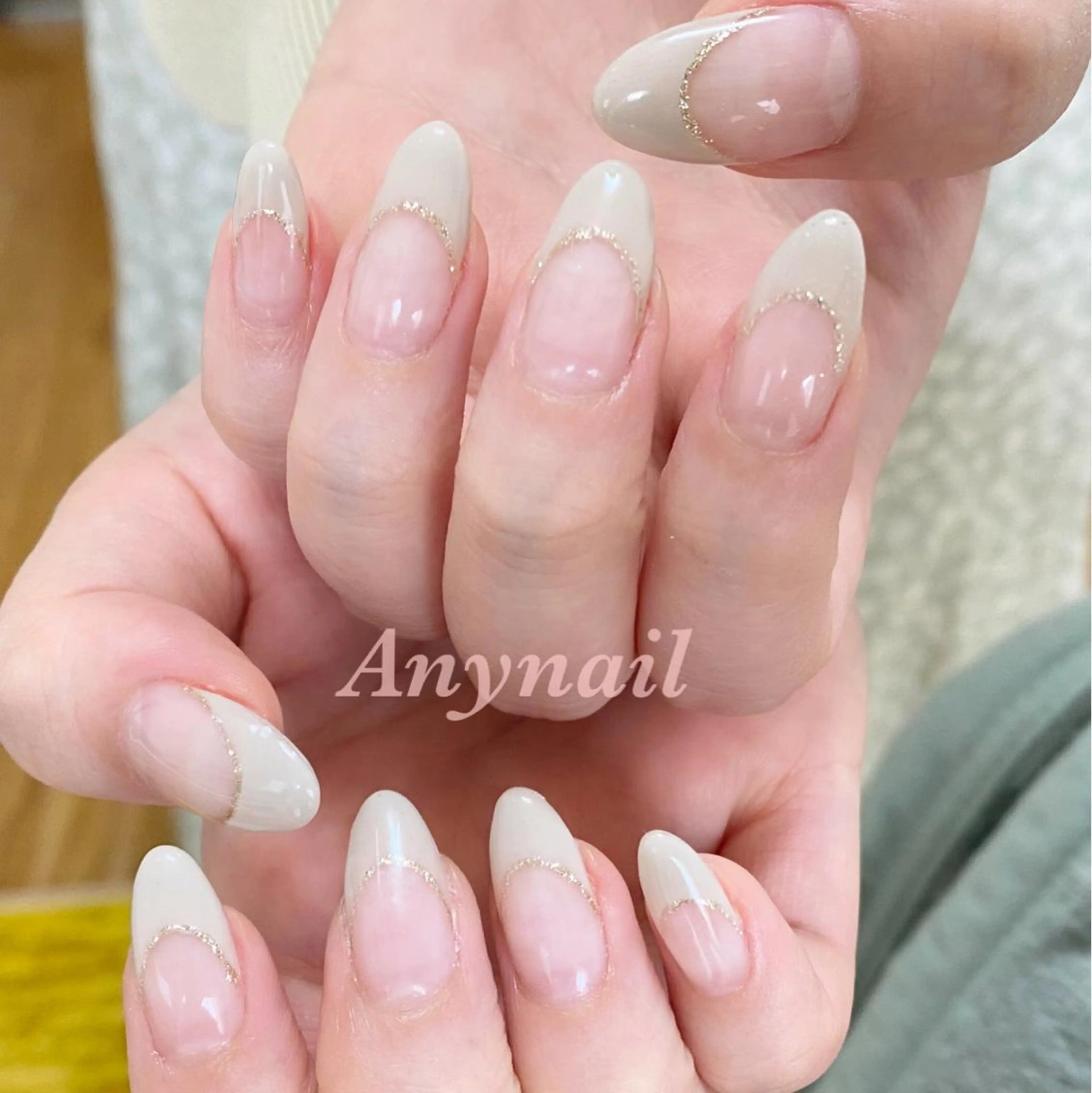 ネイル ブルー フレンチネイル オフィスネイル ハンドネイル 岩澤 恵子のネイルデザイン