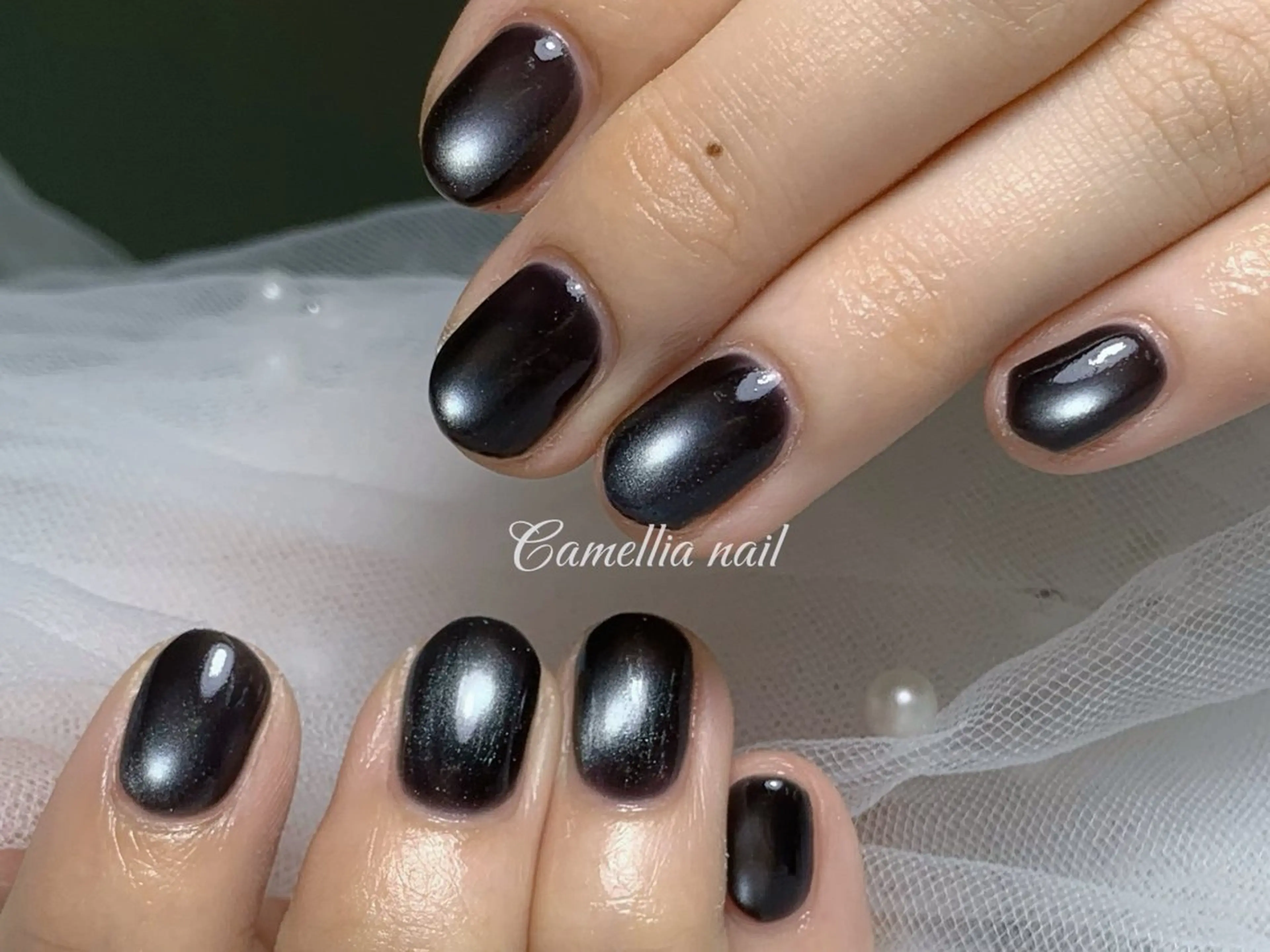 ネイル ハンドネイル Camellia 長さだし& デザインのネイルデザイン