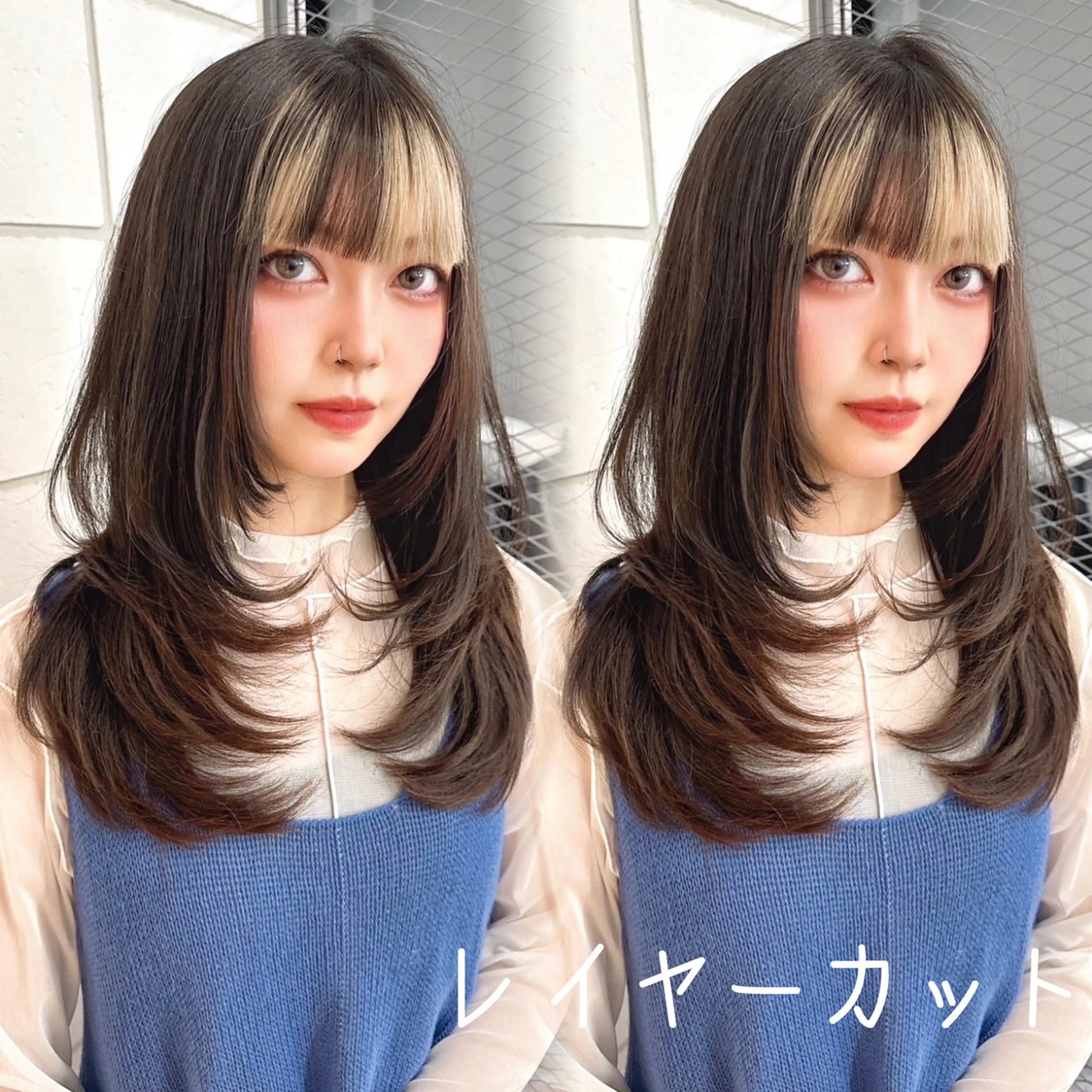 セミロング カラー アッシュ ベージュカラー ブリーチ ブルーカラー 透明感カラー 韓国カット/透明感 カラー/NANAMIのヘアスタイル