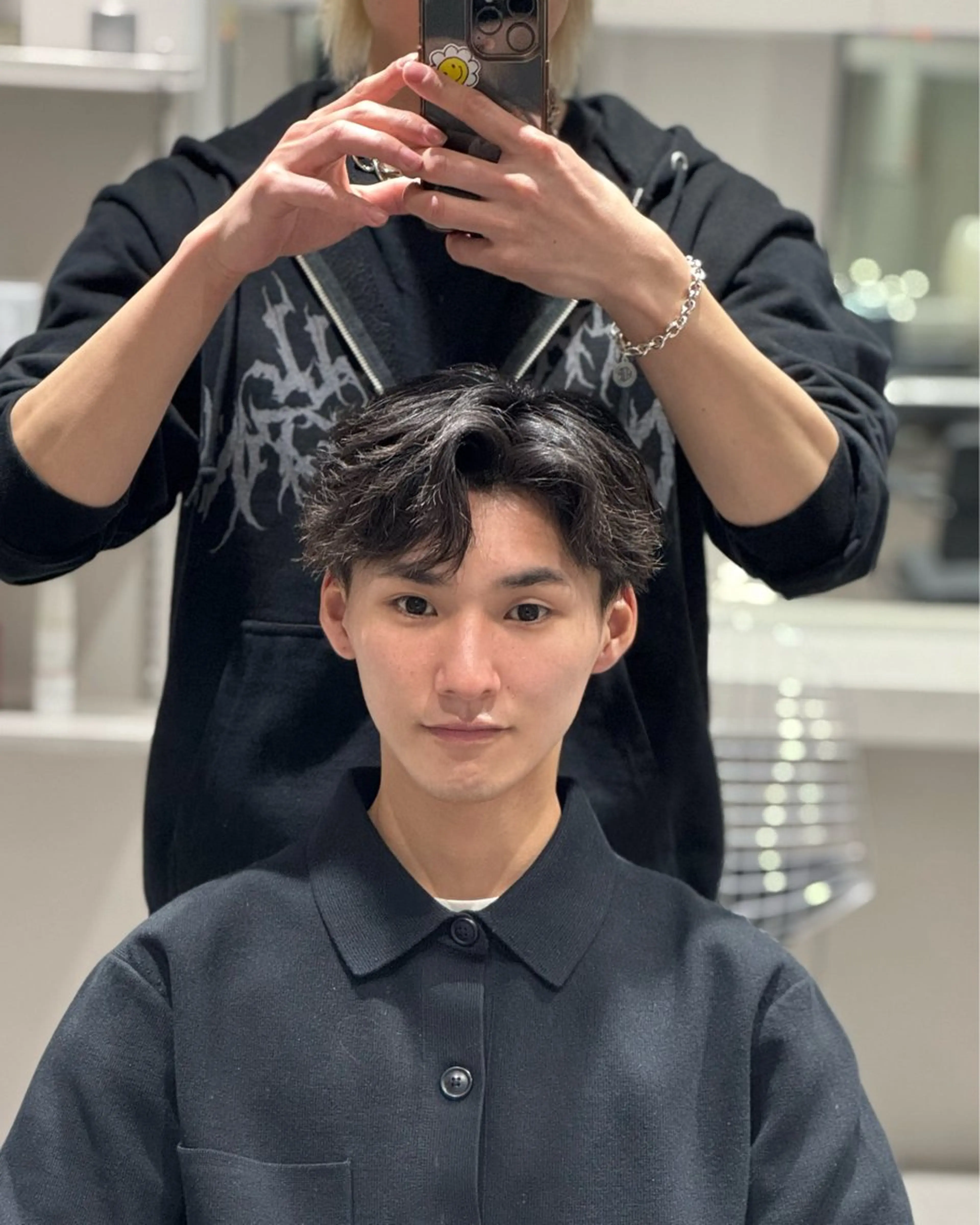 パーマ メンズ センターパート 曲がる縮毛/カルマパ ーマ/池袋/横村大全のヘアスタイル