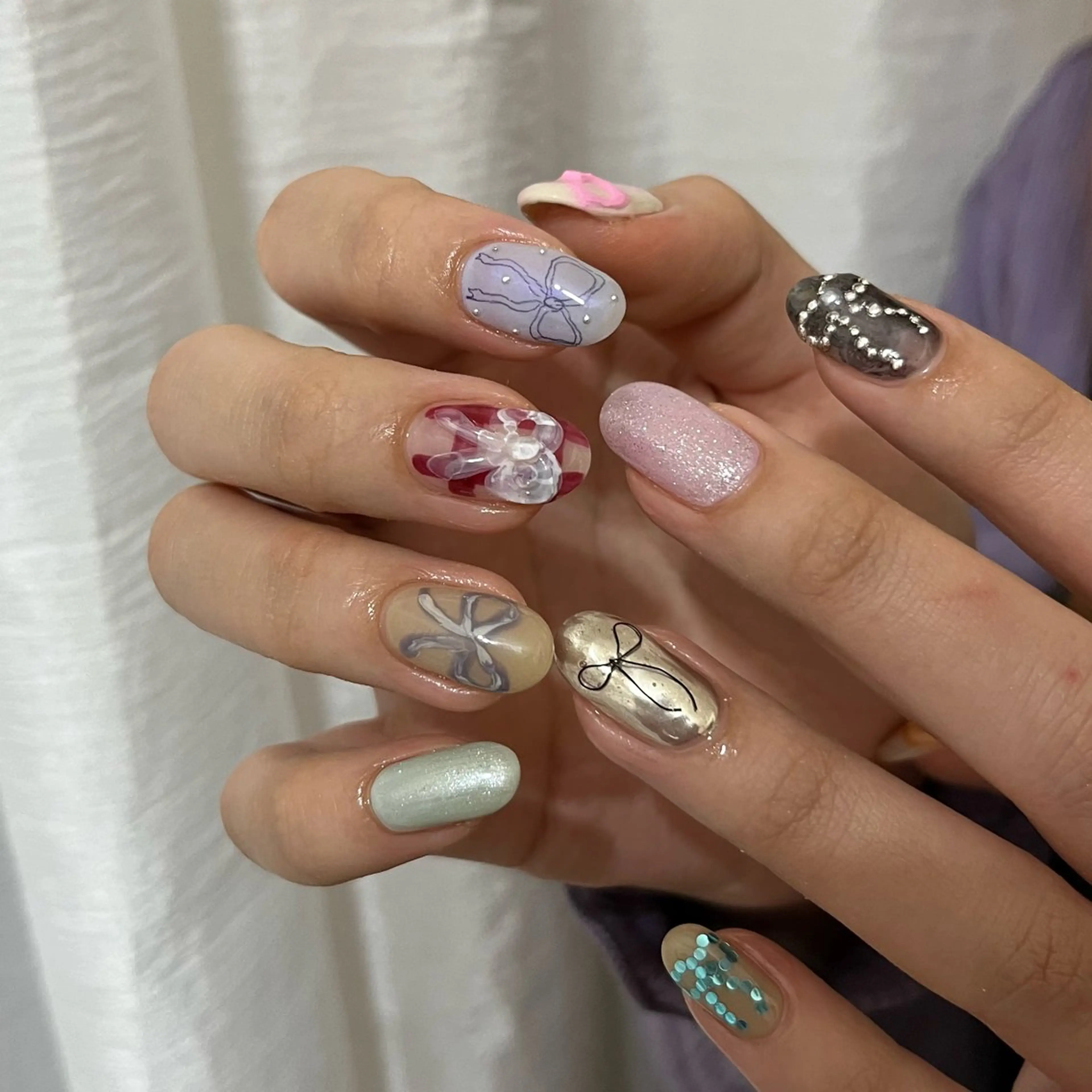ネイル グリーン ハンドネイル nail salon O (en)所属・vegh. nail/阿波座のネイルデザイン