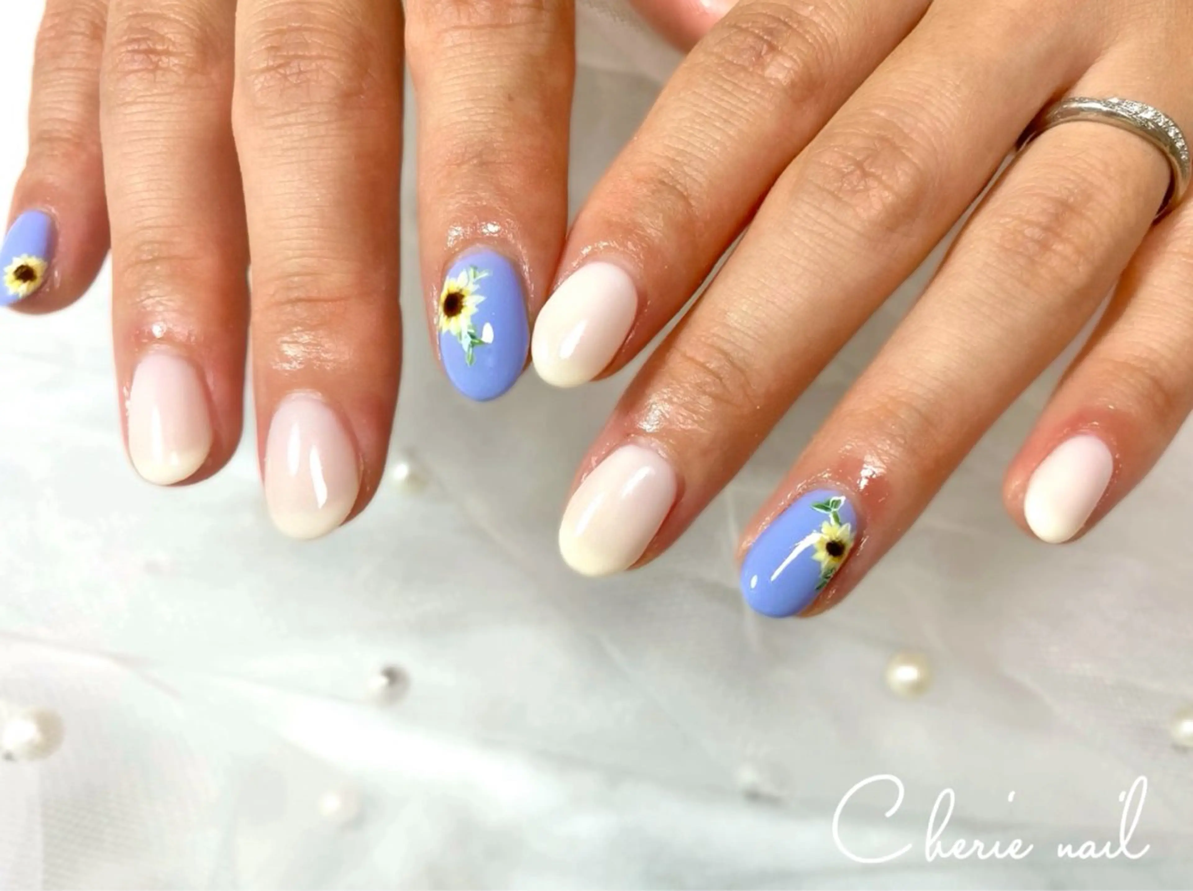 ネイル フラワーネイル ジェルネイル パステルネイル ハンドネイル Cherienail yunaのネイルデザイン