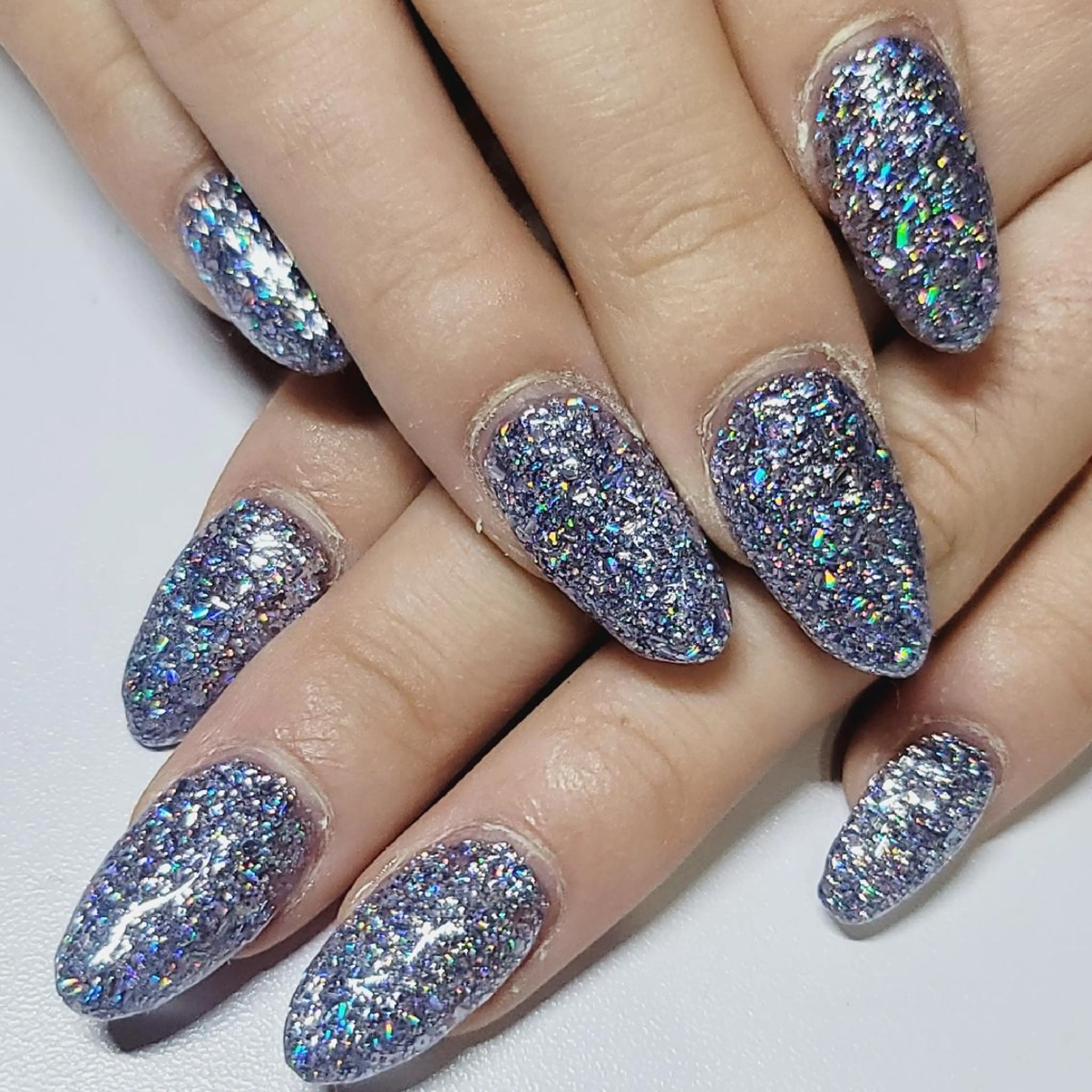 ネイル ブルー ラメ(グリッター) ワンカラーネイル パープル ハンドネイル よしだ ひろきのネイルデザイン